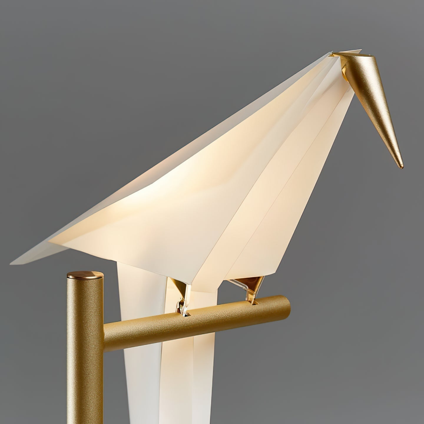 Paper Crane Bird Table Lamp | Integrated LED | Gold & White