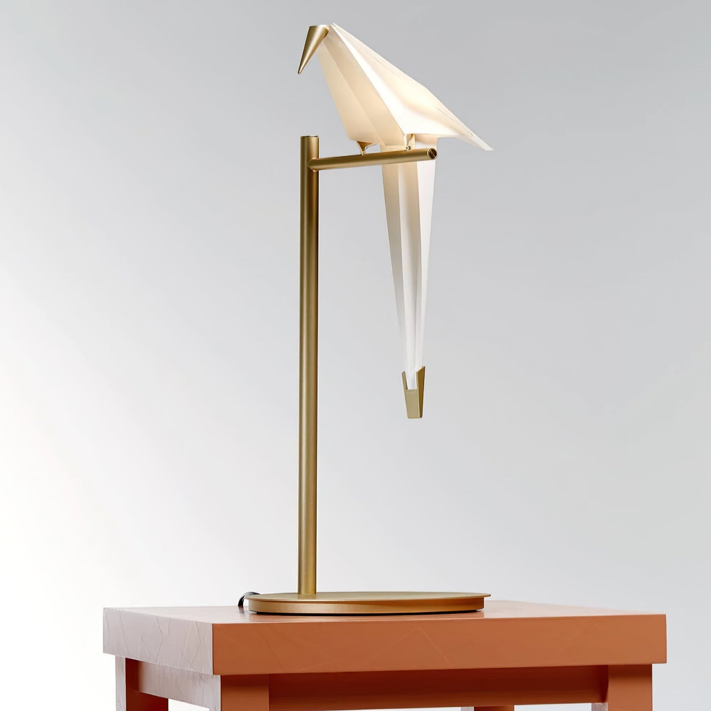 Paper Crane Bird Table Lamp | Integrated LED | Gold & White