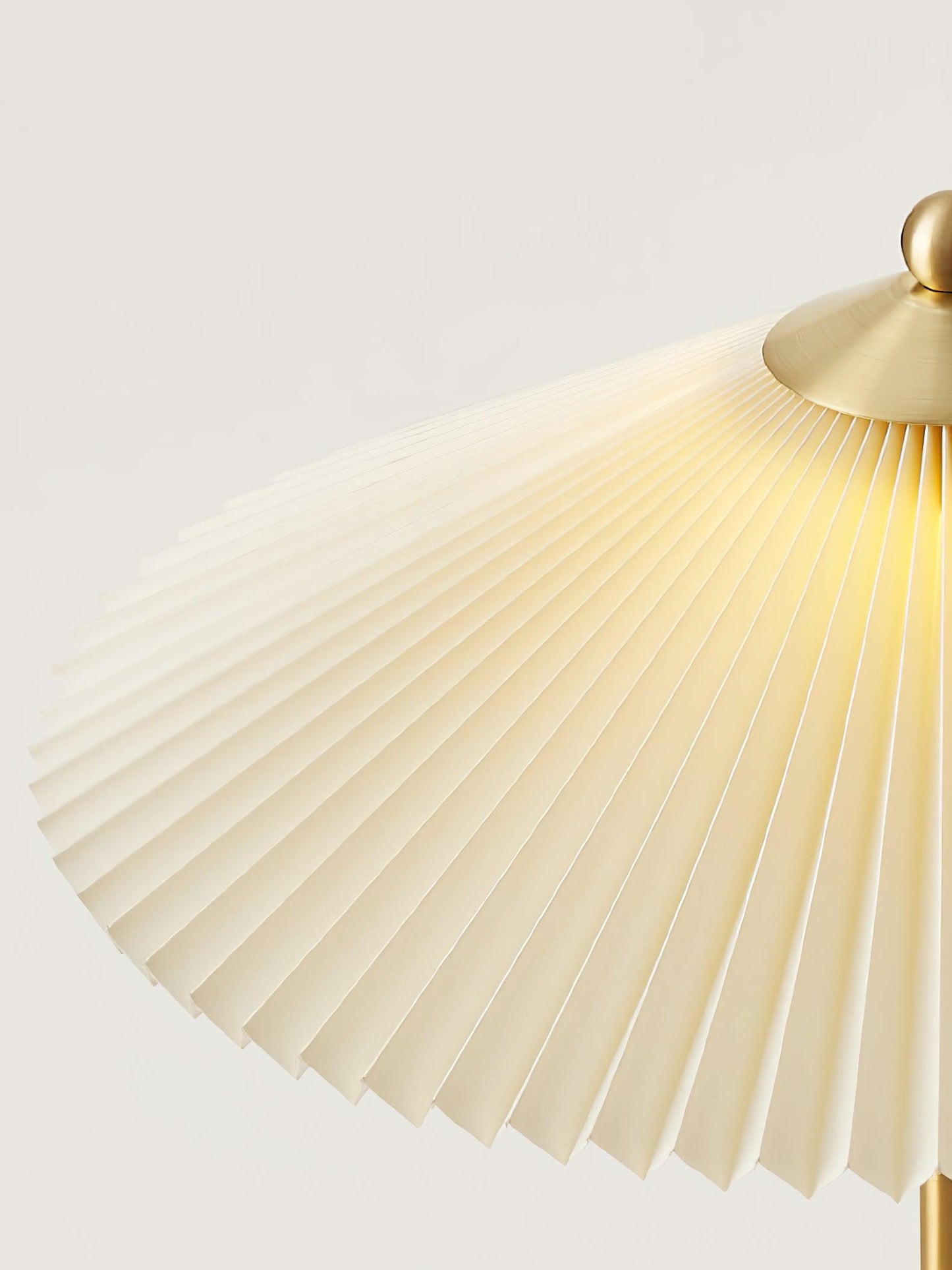 Pleated Table Lamp | Brushed Gold Base & Beige Shade | 36cm Diameter