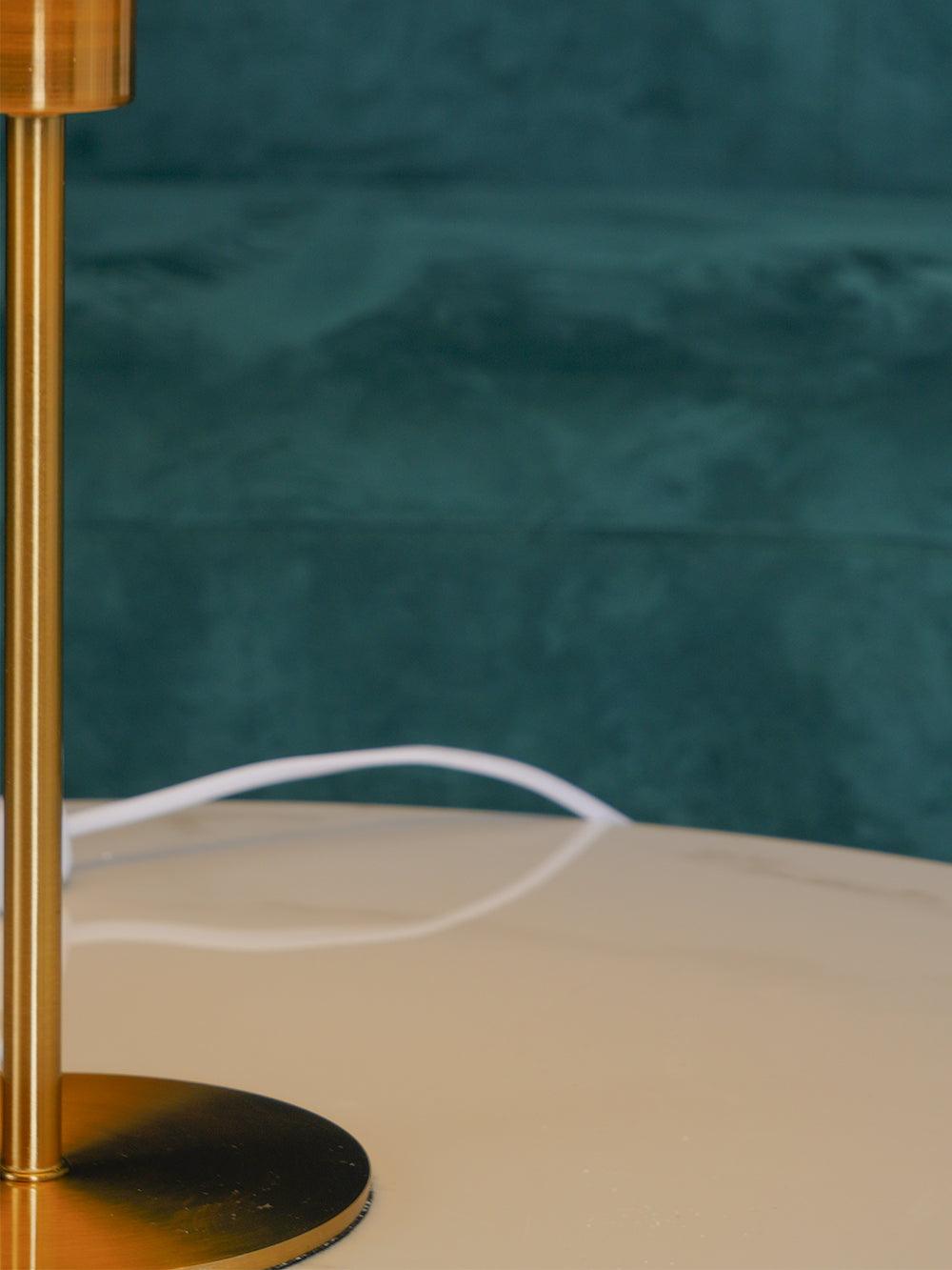 Pleated Table Lamp | Brushed Gold Base & Beige Shade | 36cm Diameter