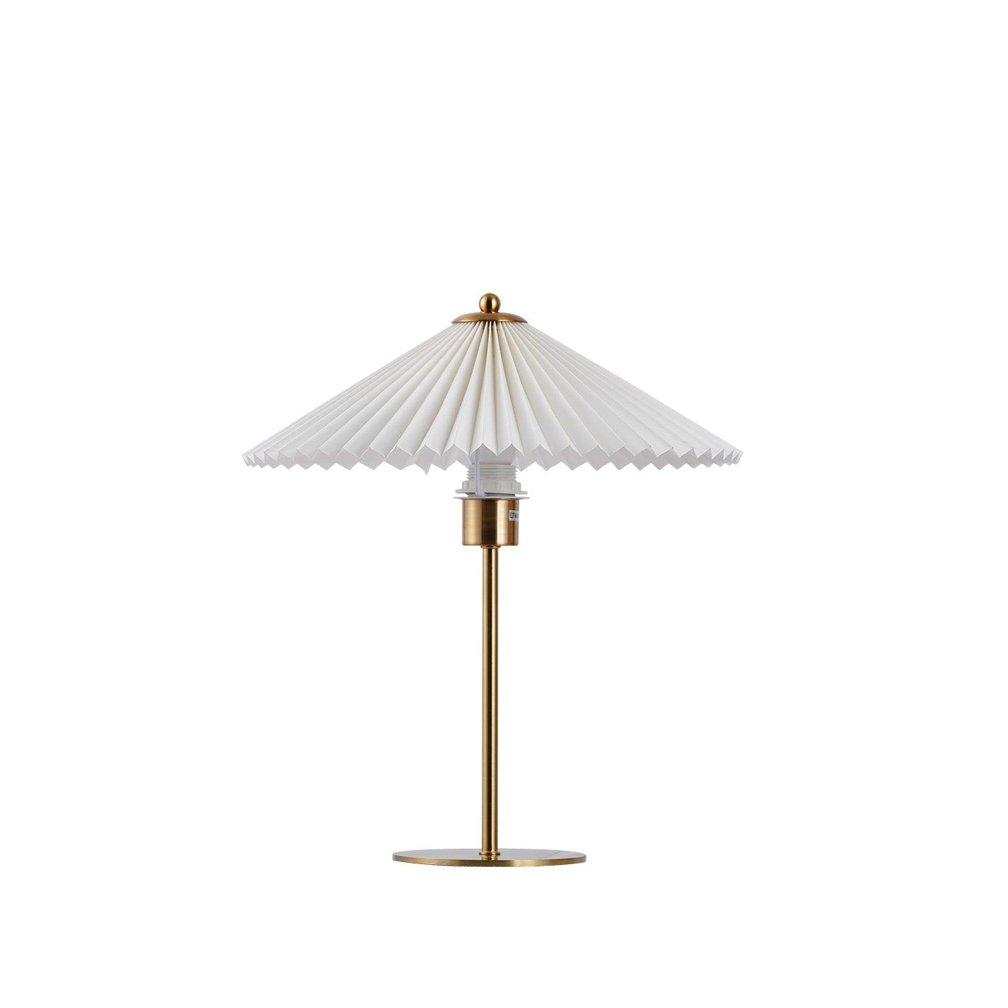 Pleated Table Lamp | Brushed Gold Base & Beige Shade | 36cm Diameter