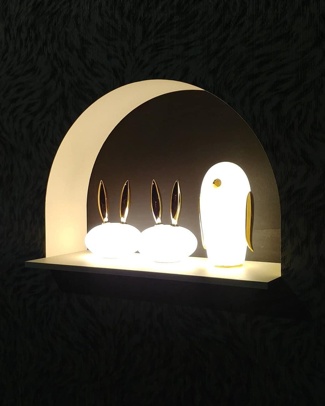 Animal Table Lamp | Frosted Glass & Gold Accents | Owl, Rabbit & Penguin Characters