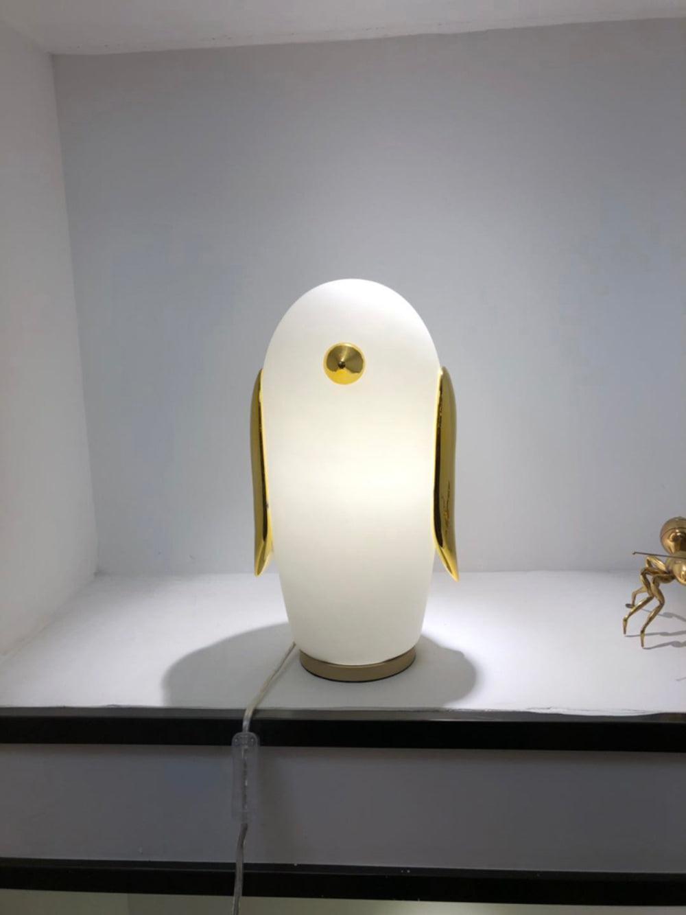 Animal Table Lamp | Frosted Glass & Gold Accents | Owl, Rabbit & Penguin Characters