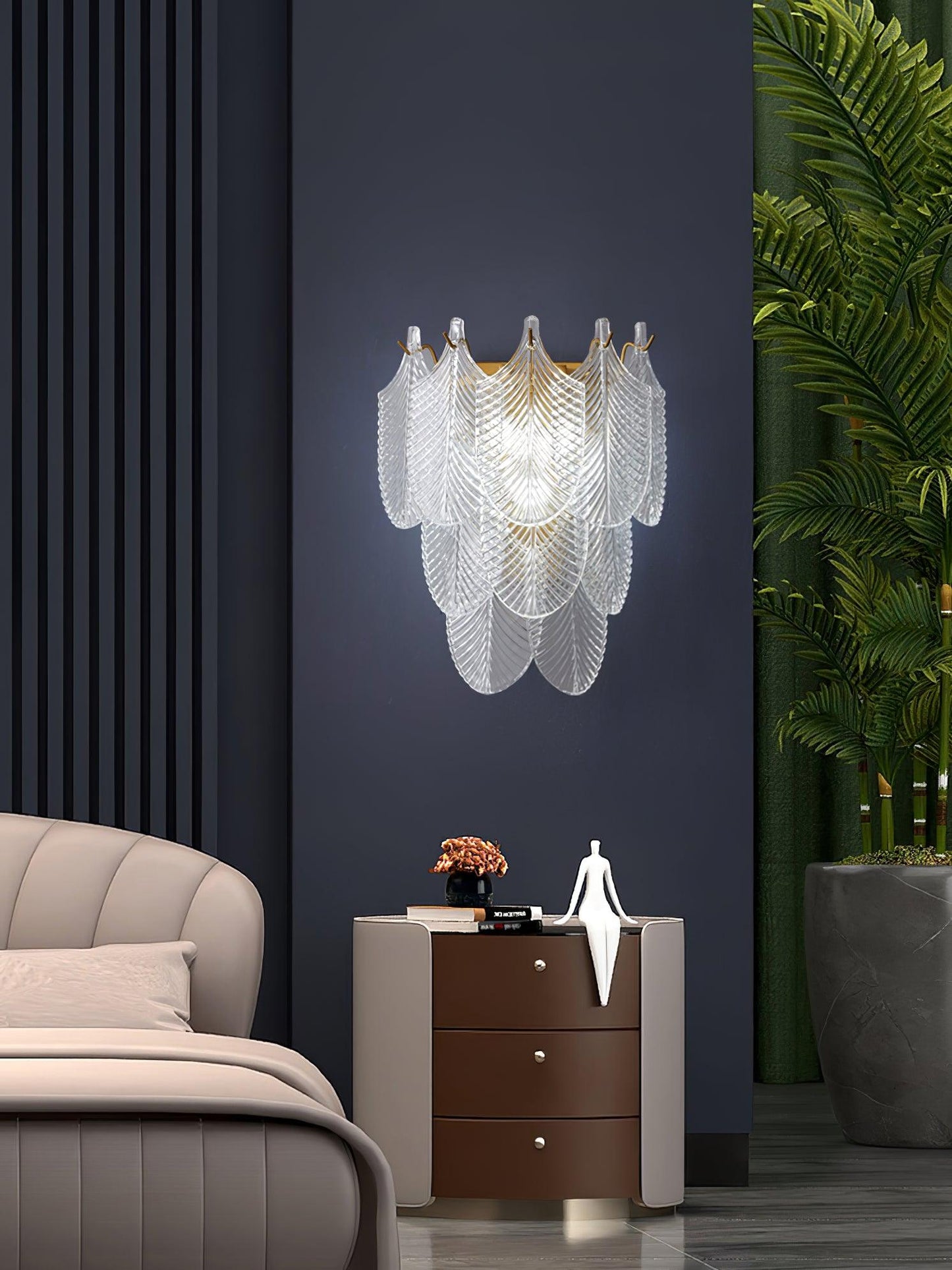 Murano Wall Sconce | Clear Textured Glass & Brass | Set of 2
