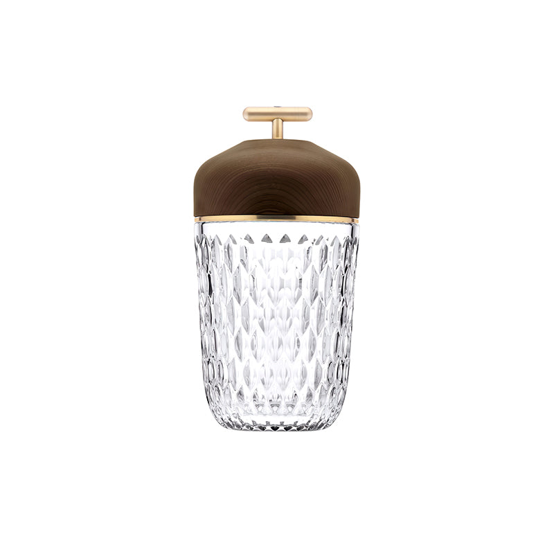 Pine Cone Table Lamp | Crystal Glass & Metal | Walnut Color