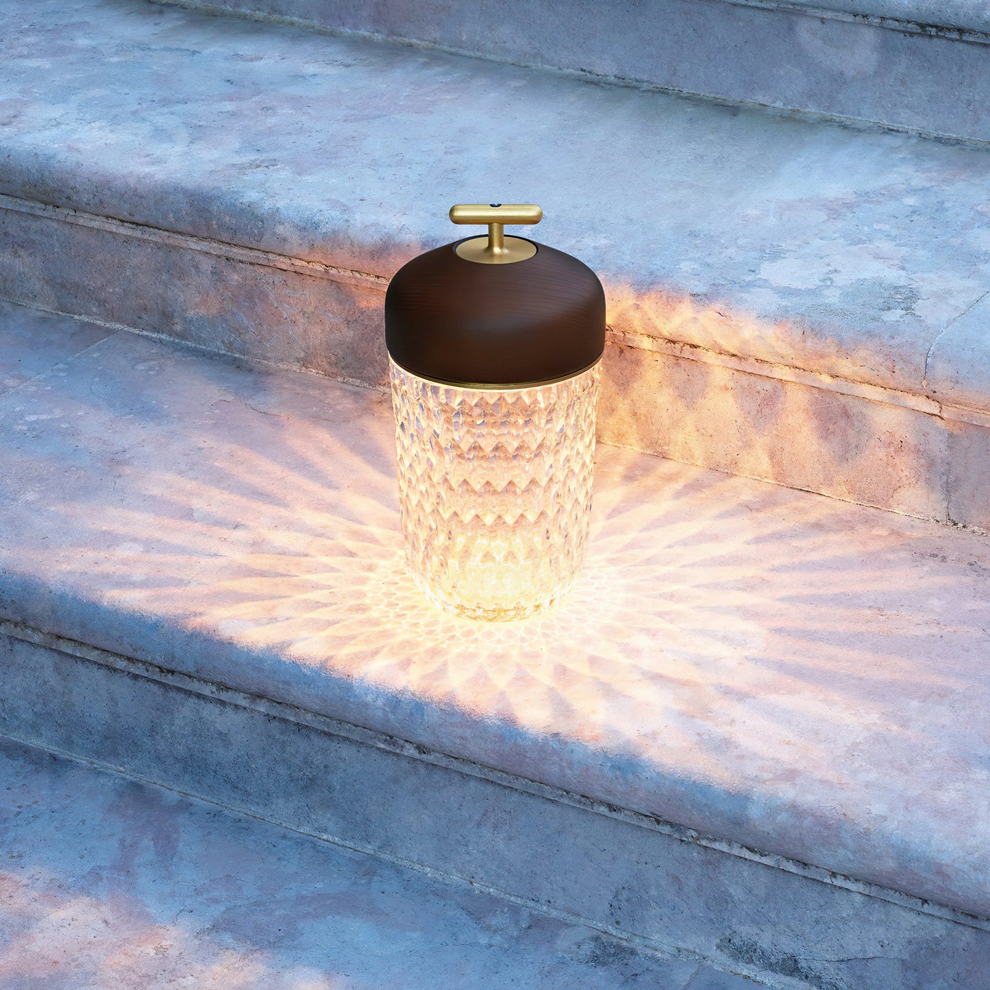Pine Cone Table Lamp | Crystal Glass & Metal | Walnut Color