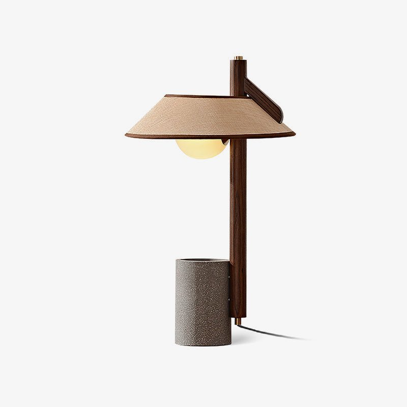 Pinnacle Table Lamp | Natural Wood & Cement | Walnut & Grey