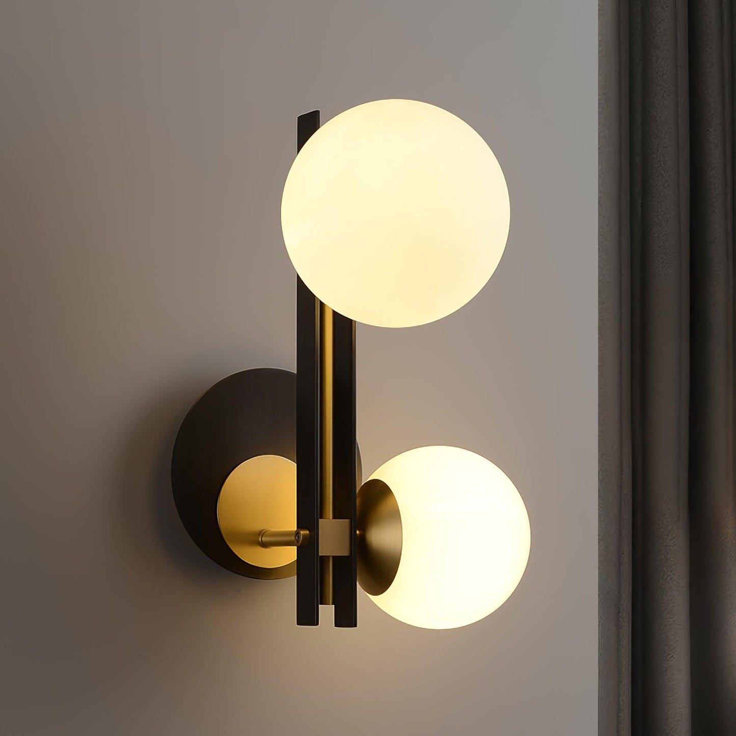 Planeta Wall Lamp | Brass & White Glass | Set of 2