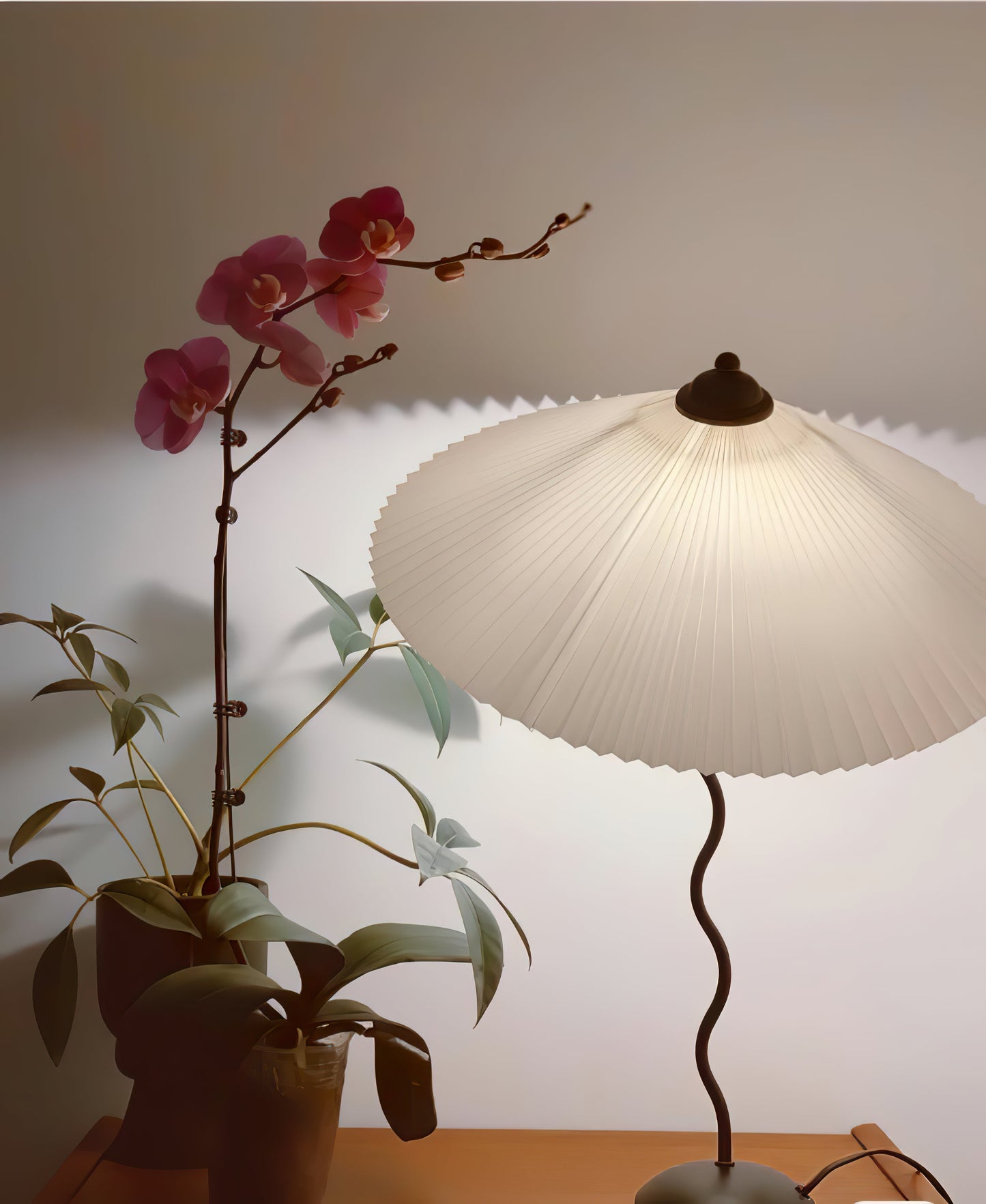 Table Lamp | Handcrafted Iron Base | Beige & White Shade