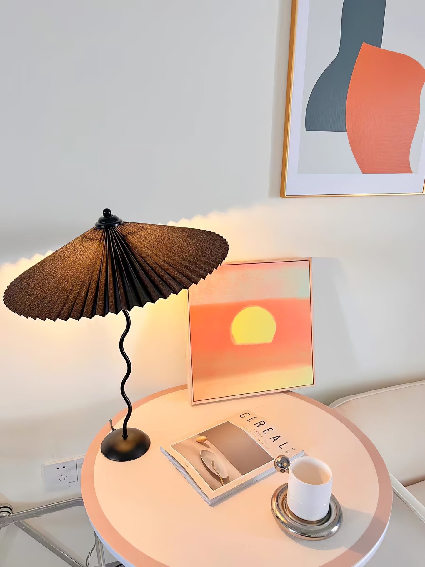 Table Lamp | Handcrafted Iron Base | Beige & White Shade