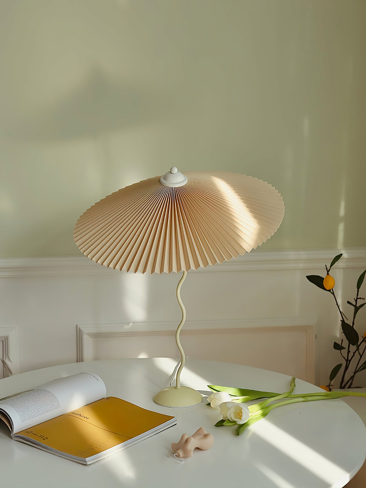 Table Lamp | Handcrafted Iron Base | Beige & White Shade