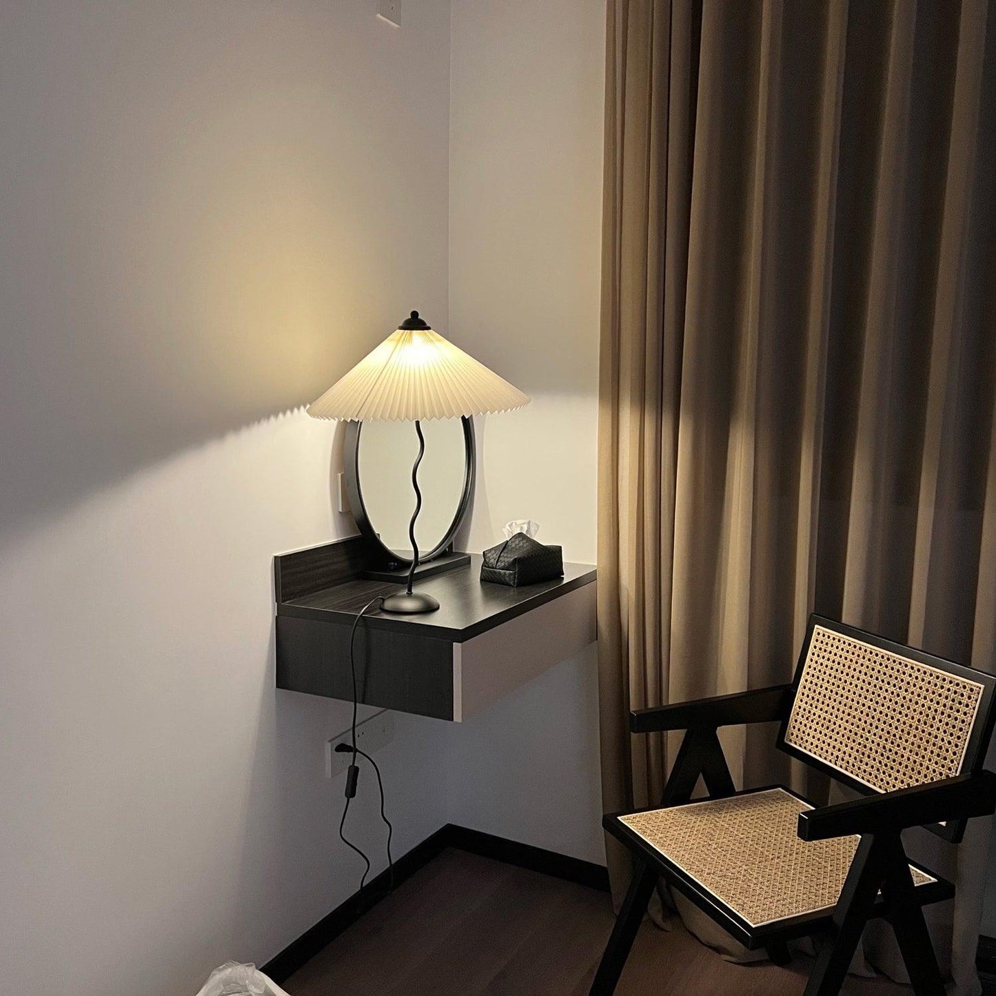 Table Lamp | Handcrafted Iron Base | Beige & White Shade