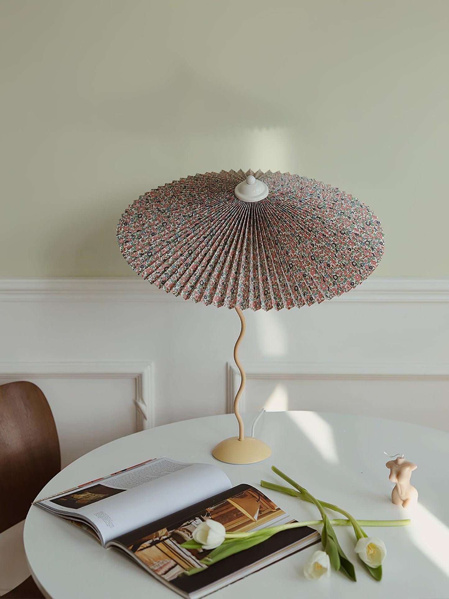 Table Lamp | Handcrafted Iron Base | Beige & White Shade