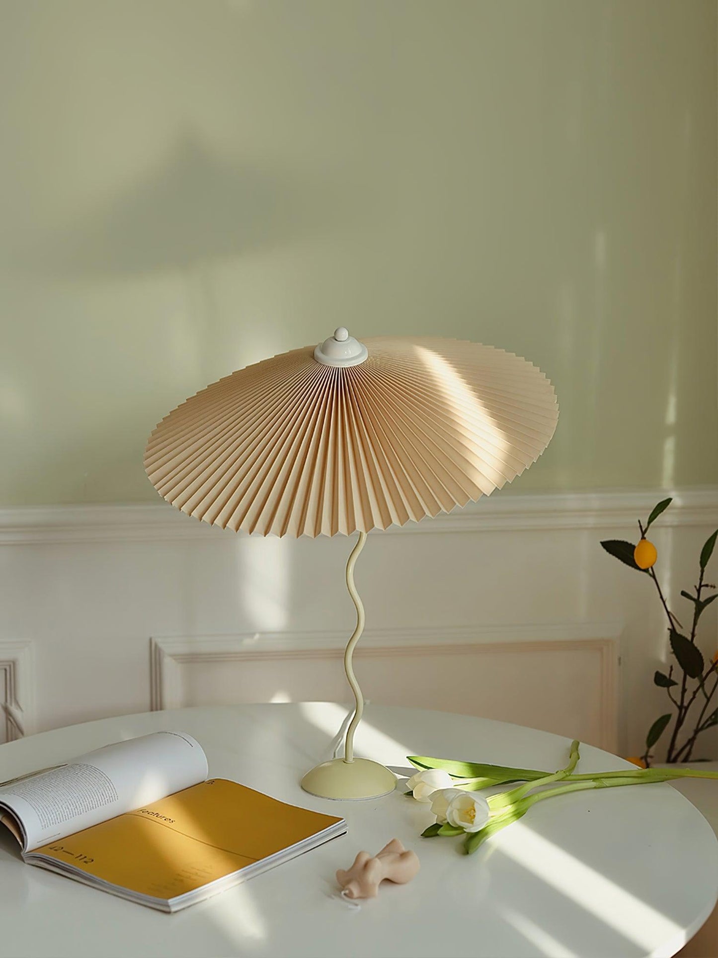 Table Lamp | Handcrafted Iron Base | Beige & White Shade