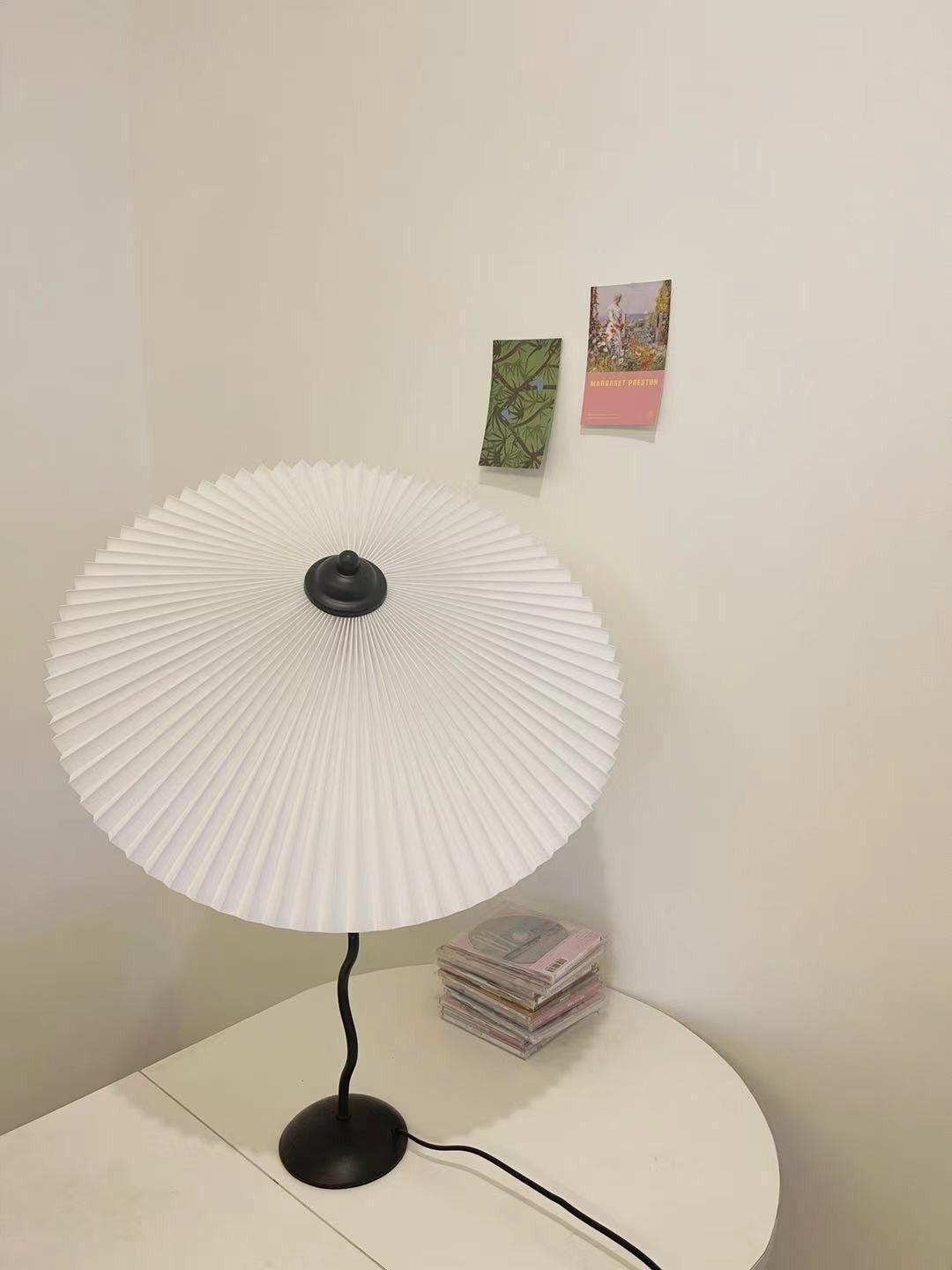 Table Lamp | Handcrafted Iron Base | Beige & White Shade