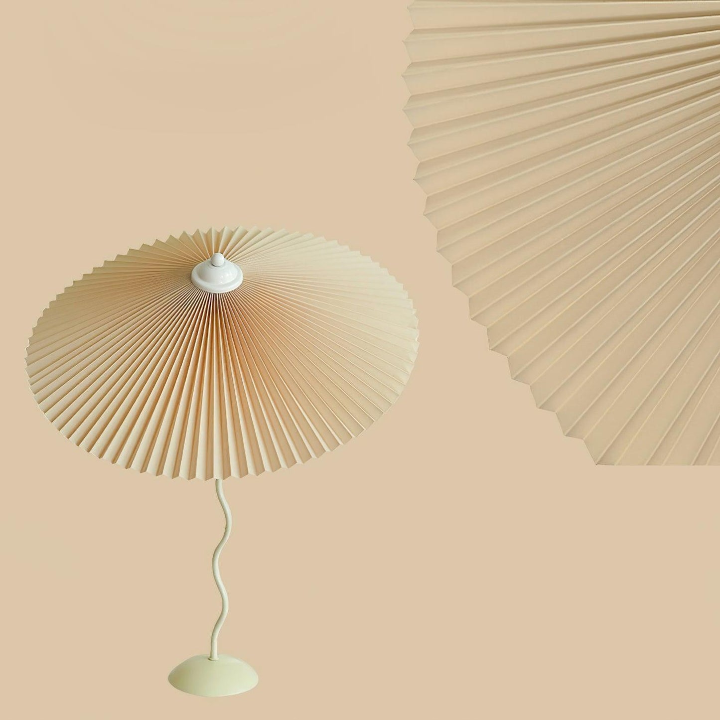 Table Lamp | Handcrafted Iron Base | Beige & White Shade