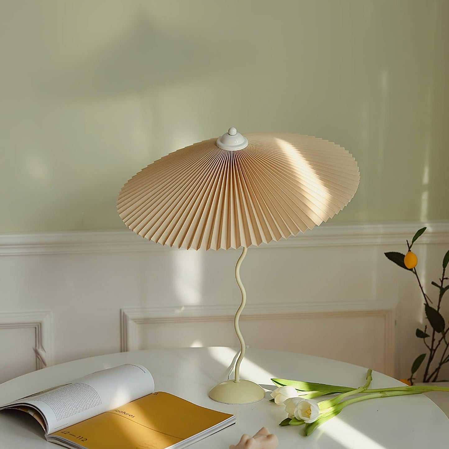 Table Lamp | Handcrafted Iron Base | Beige & White Shade