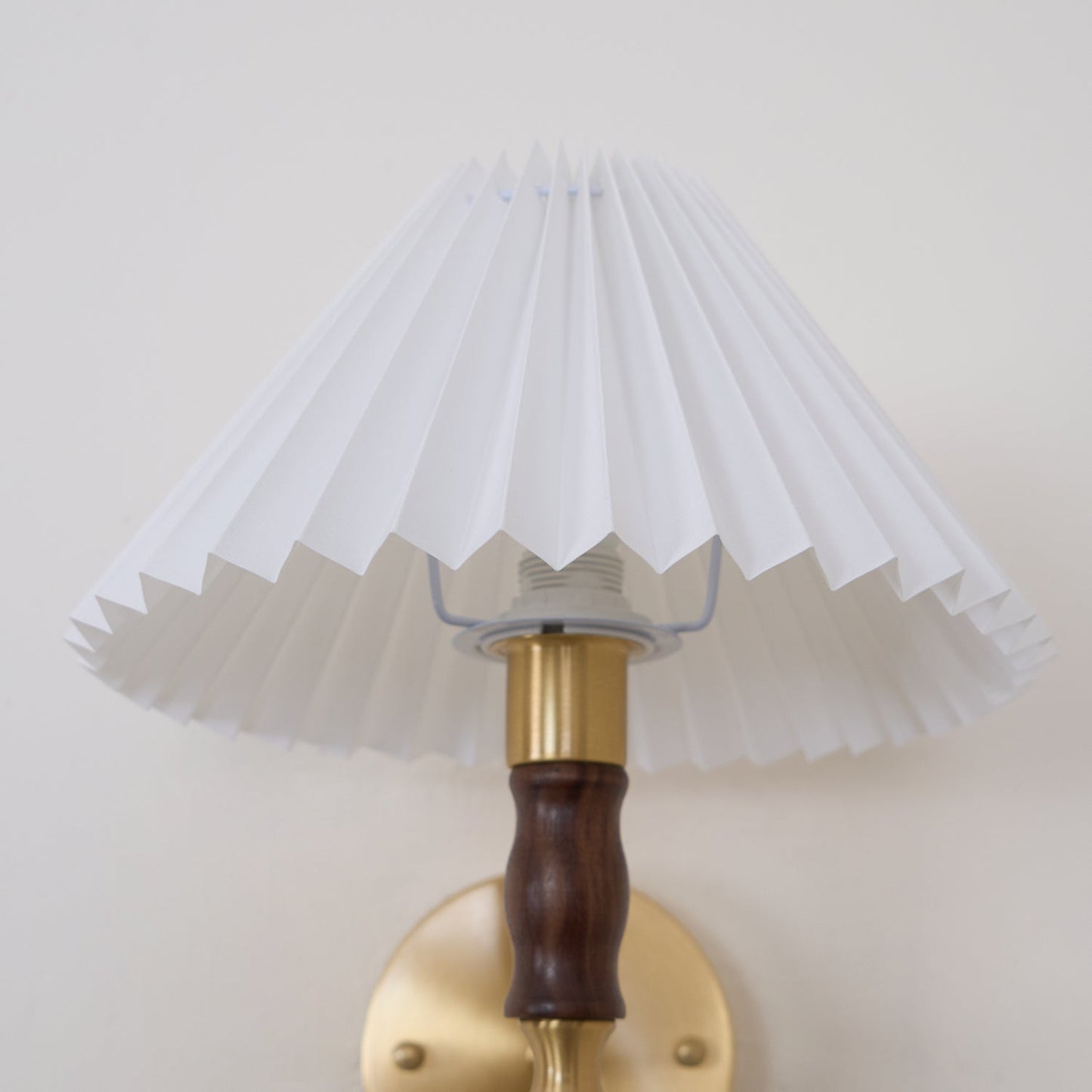 Walnut Wall Light | Pleated Fabric | Set of 2