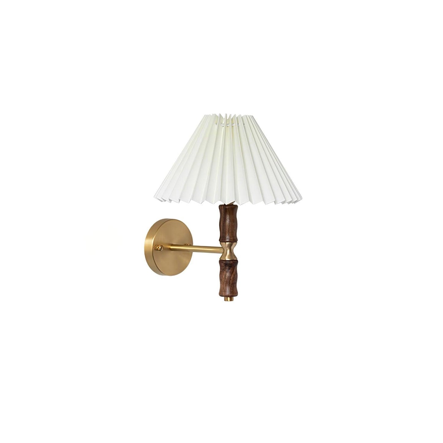 Walnut Wall Light | Pleated Fabric | Set of 2