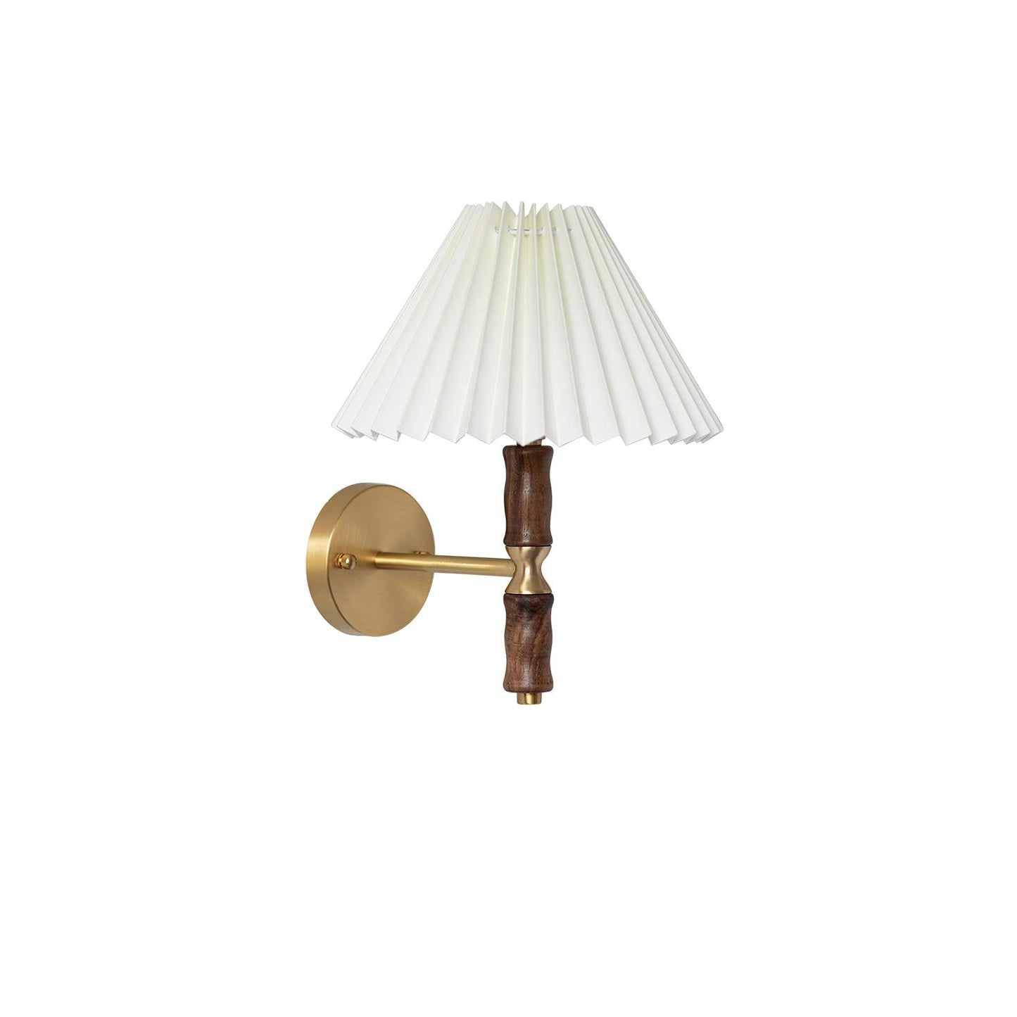 Walnut Wall Light | Pleated Fabric | Set of 2