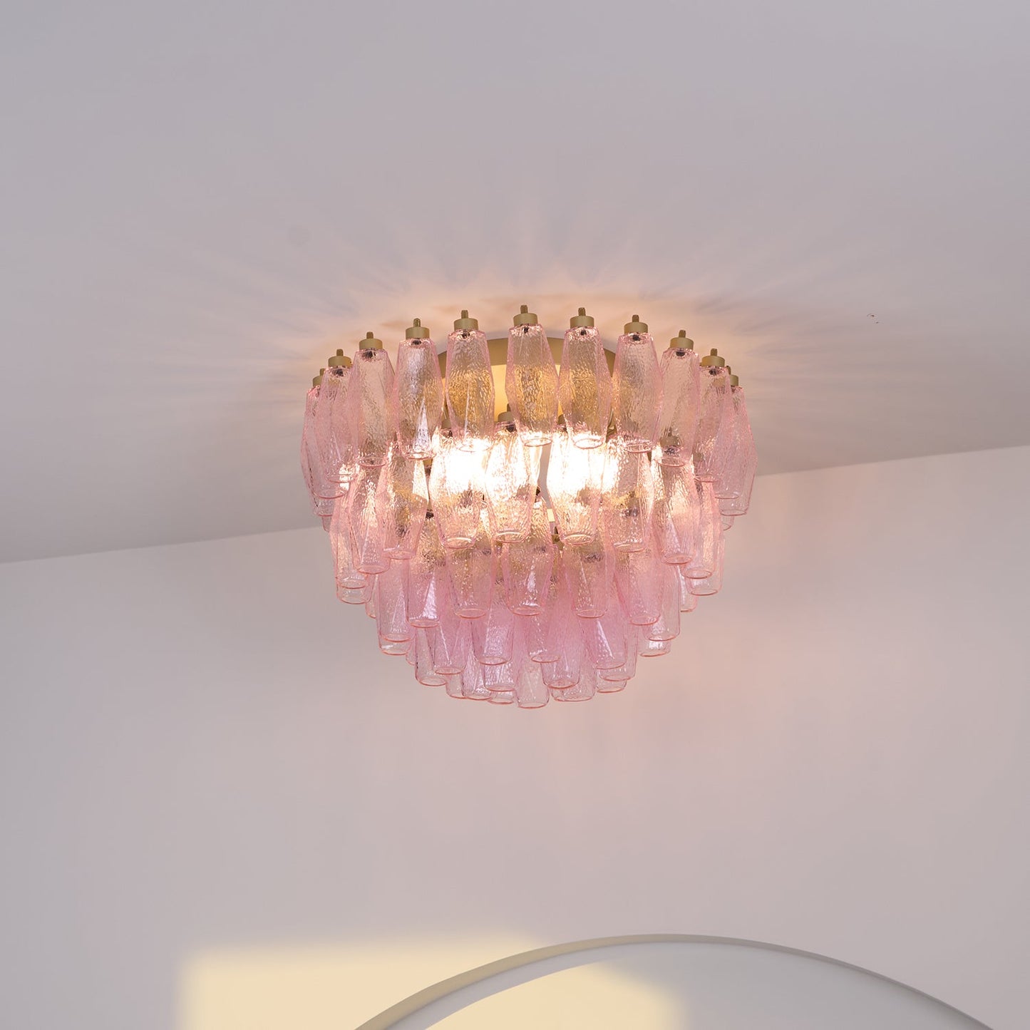 Murano Pink Ceiling Light | Handcrafted Vintage Glass | 65cm Diameter