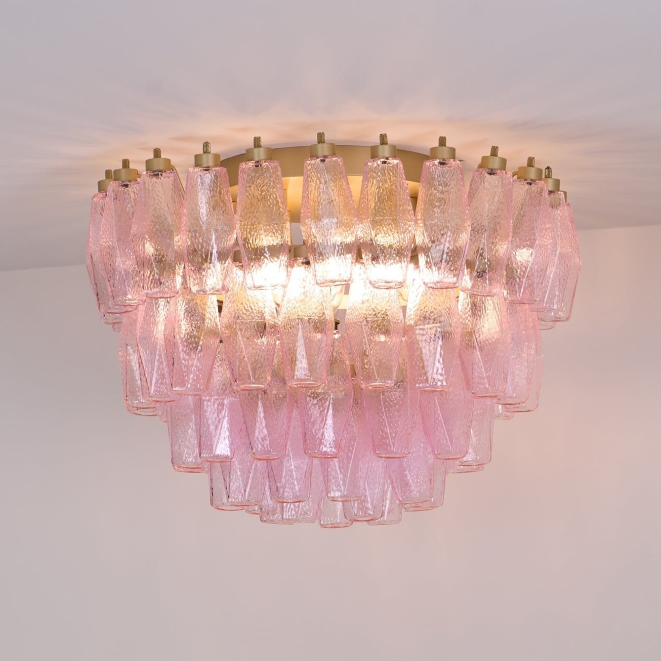 Murano Pink Ceiling Light | Handcrafted Vintage Glass | 65cm Diameter