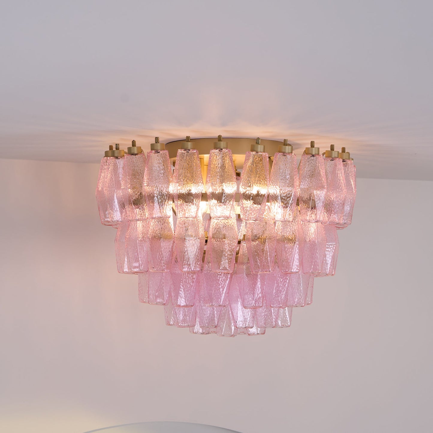 Murano Pink Ceiling Light | Handcrafted Vintage Glass | 65cm Diameter