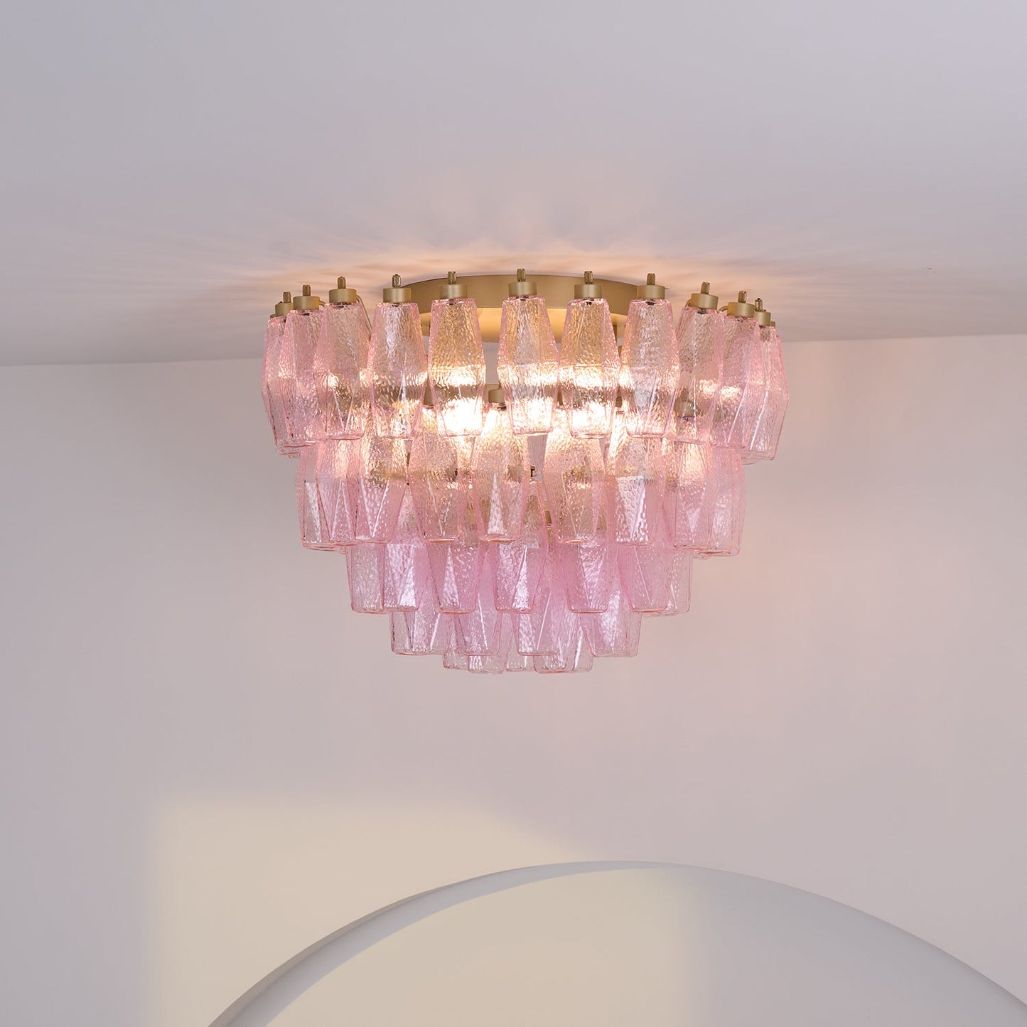 Murano Pink Ceiling Light | Handcrafted Vintage Glass | 65cm Diameter