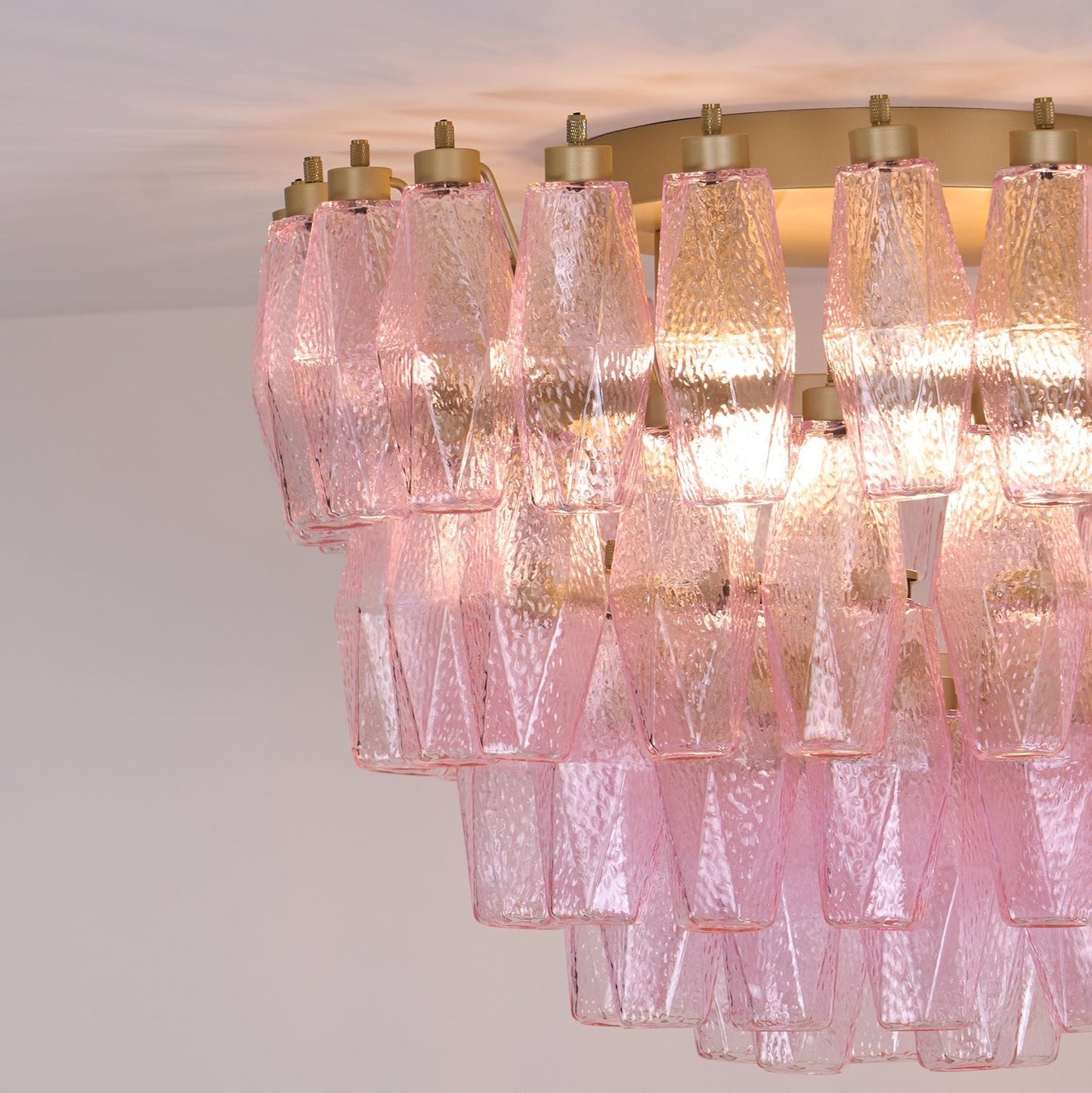 Murano Pink Ceiling Light | Handcrafted Vintage Glass | 65cm Diameter