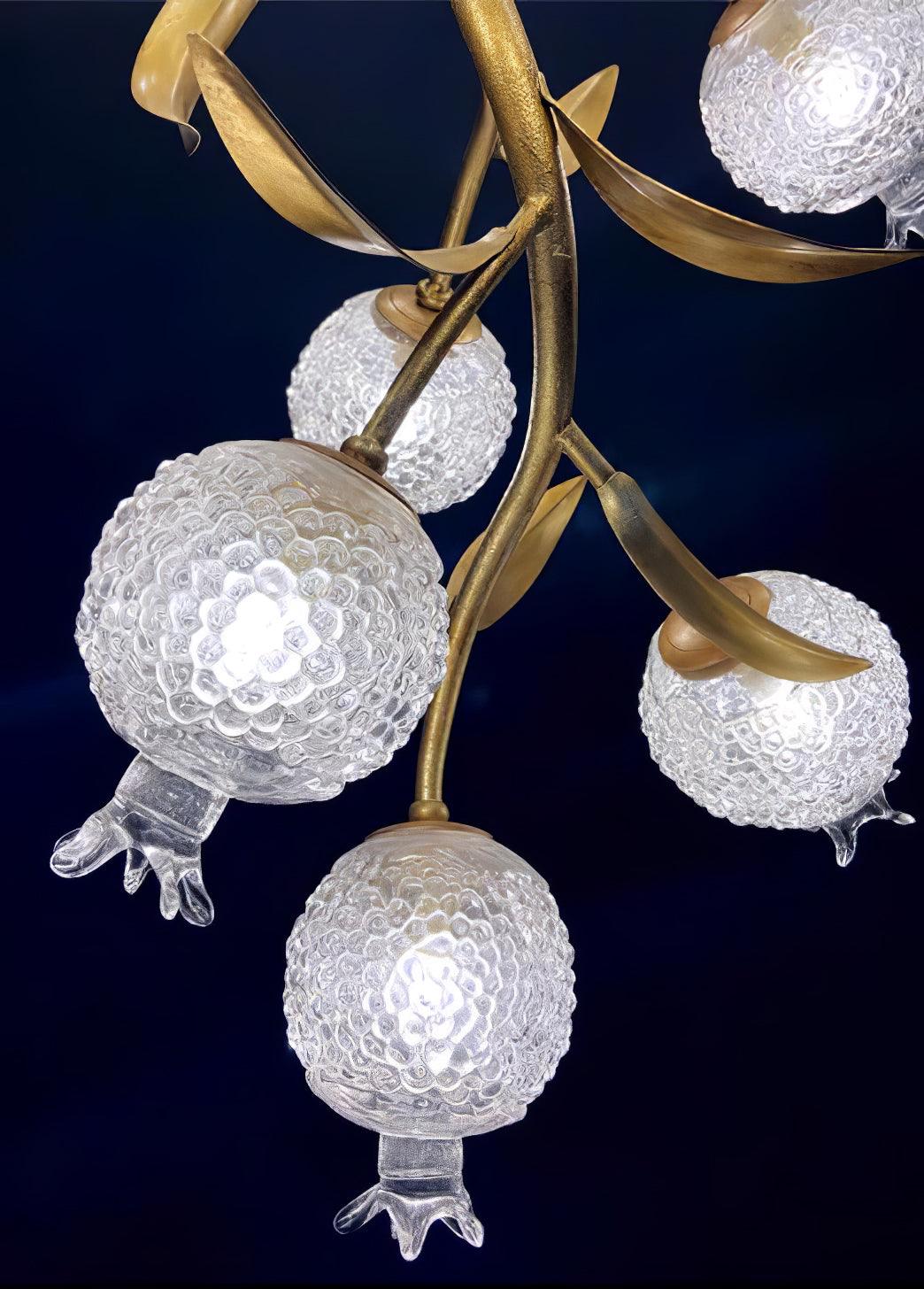 Pomegranate Brass Ceiling Lamp | Clear Glass Shade | 50cm Diameter