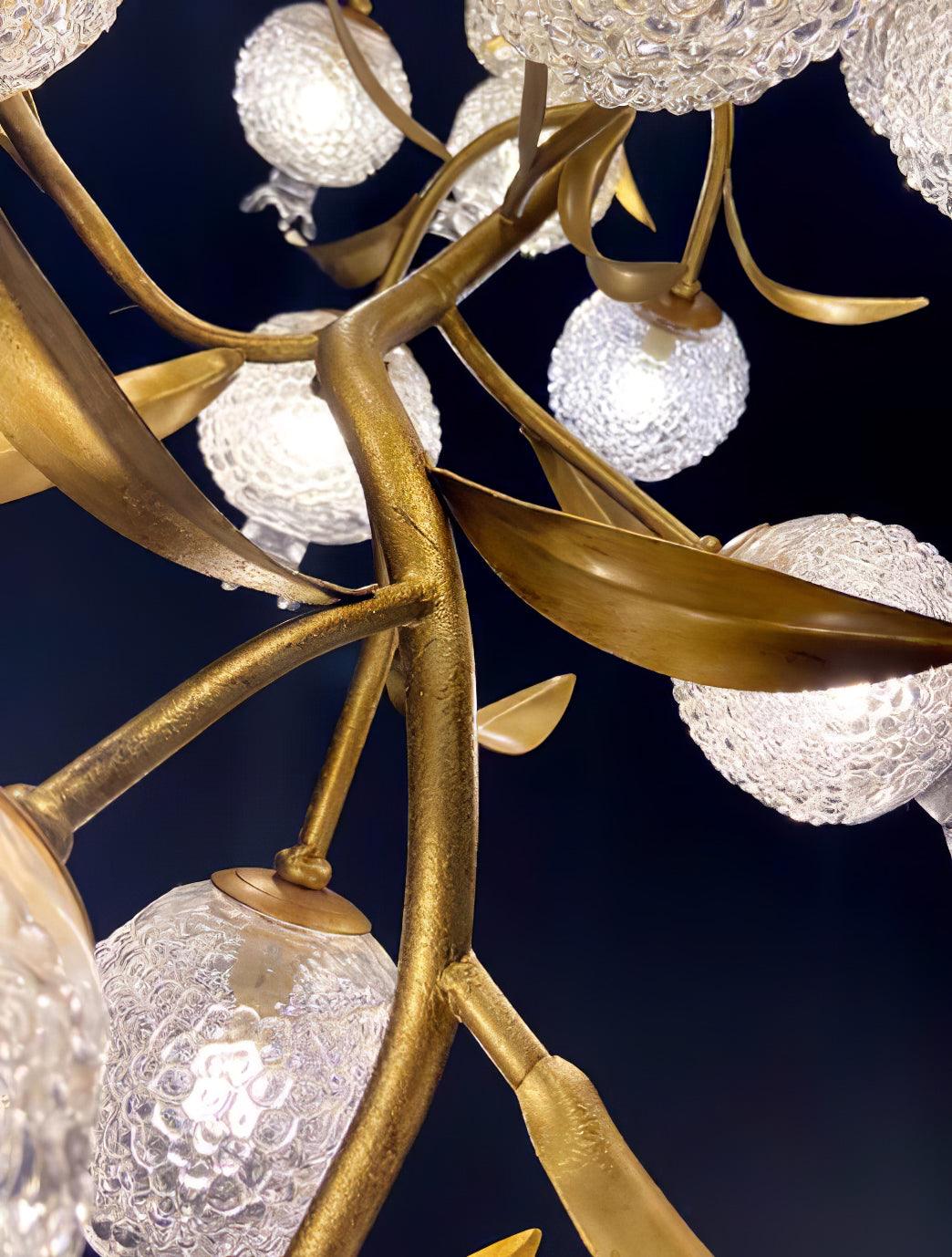 Pomegranate Brass Ceiling Lamp | Clear Glass Shade | 50cm Diameter