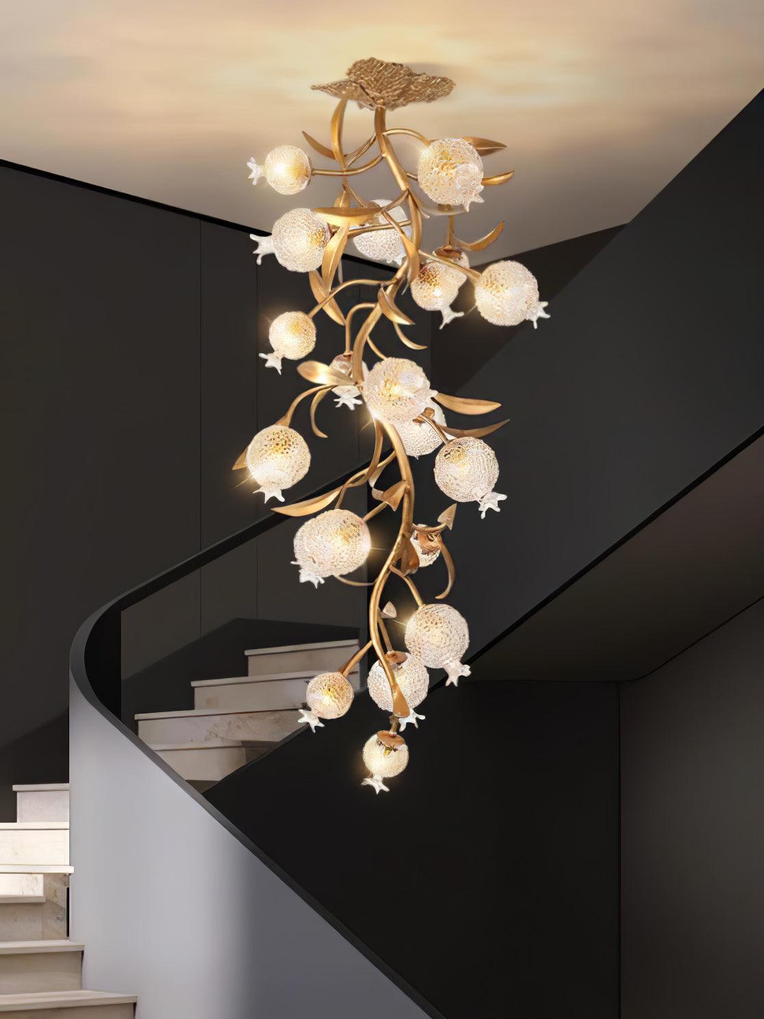 Pomegranate Brass Ceiling Lamp | Clear Glass Shade | 50cm Diameter