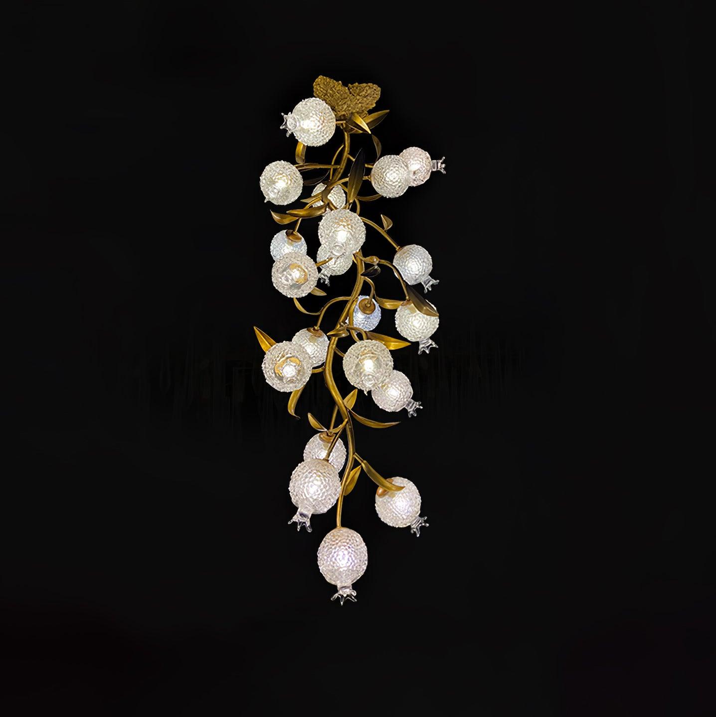 Pomegranate Brass Ceiling Lamp | Clear Glass Shade | 50cm Diameter
