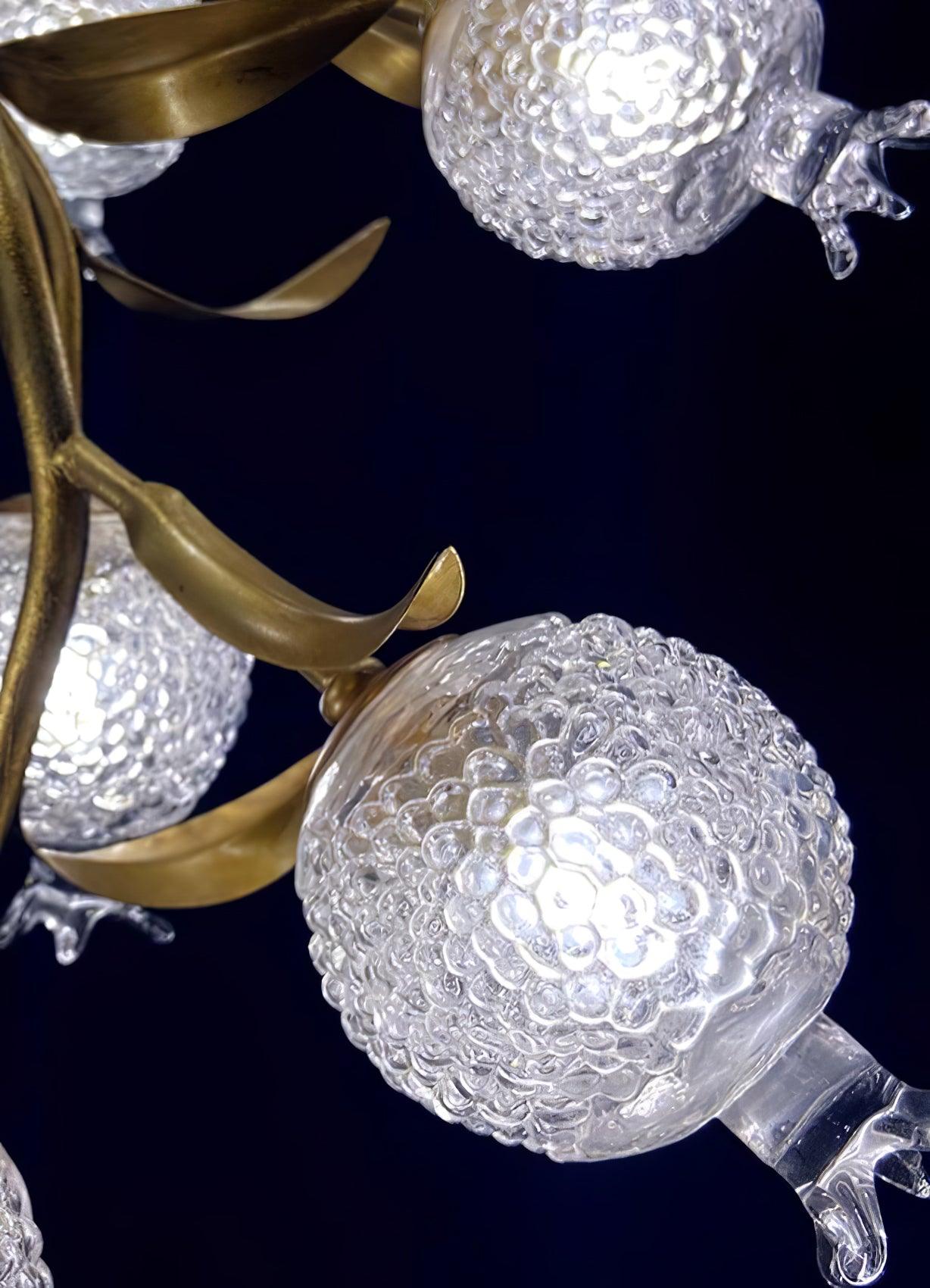 Pomegranate Brass Ceiling Lamp | Clear Glass Shade | 50cm Diameter