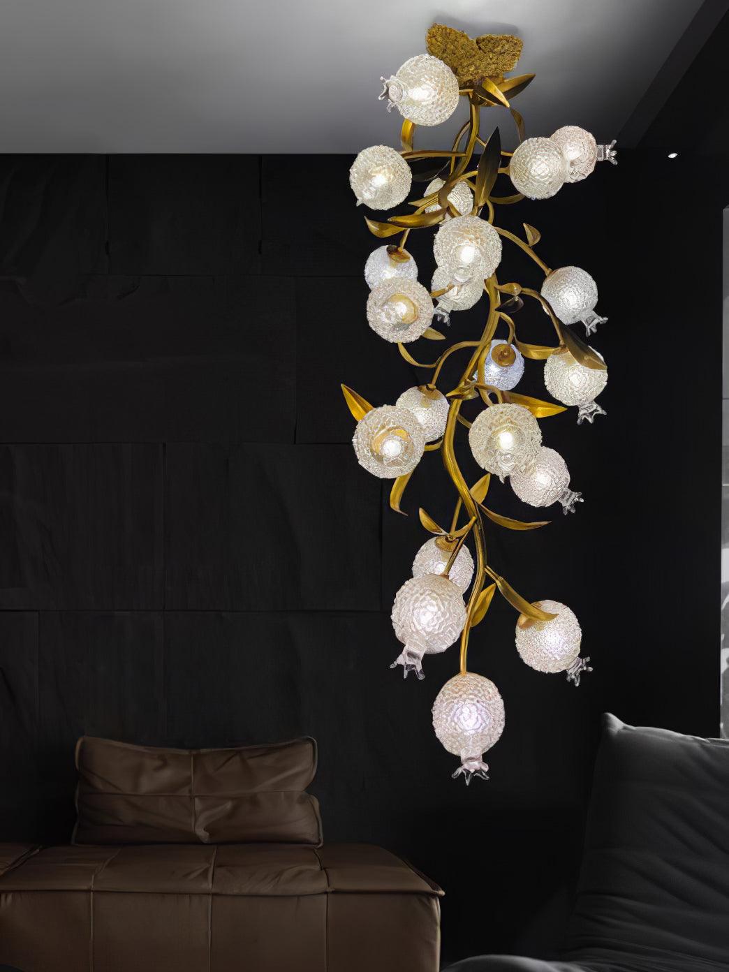 Pomegranate Brass Ceiling Lamp | Clear Glass Shade | 50cm Diameter