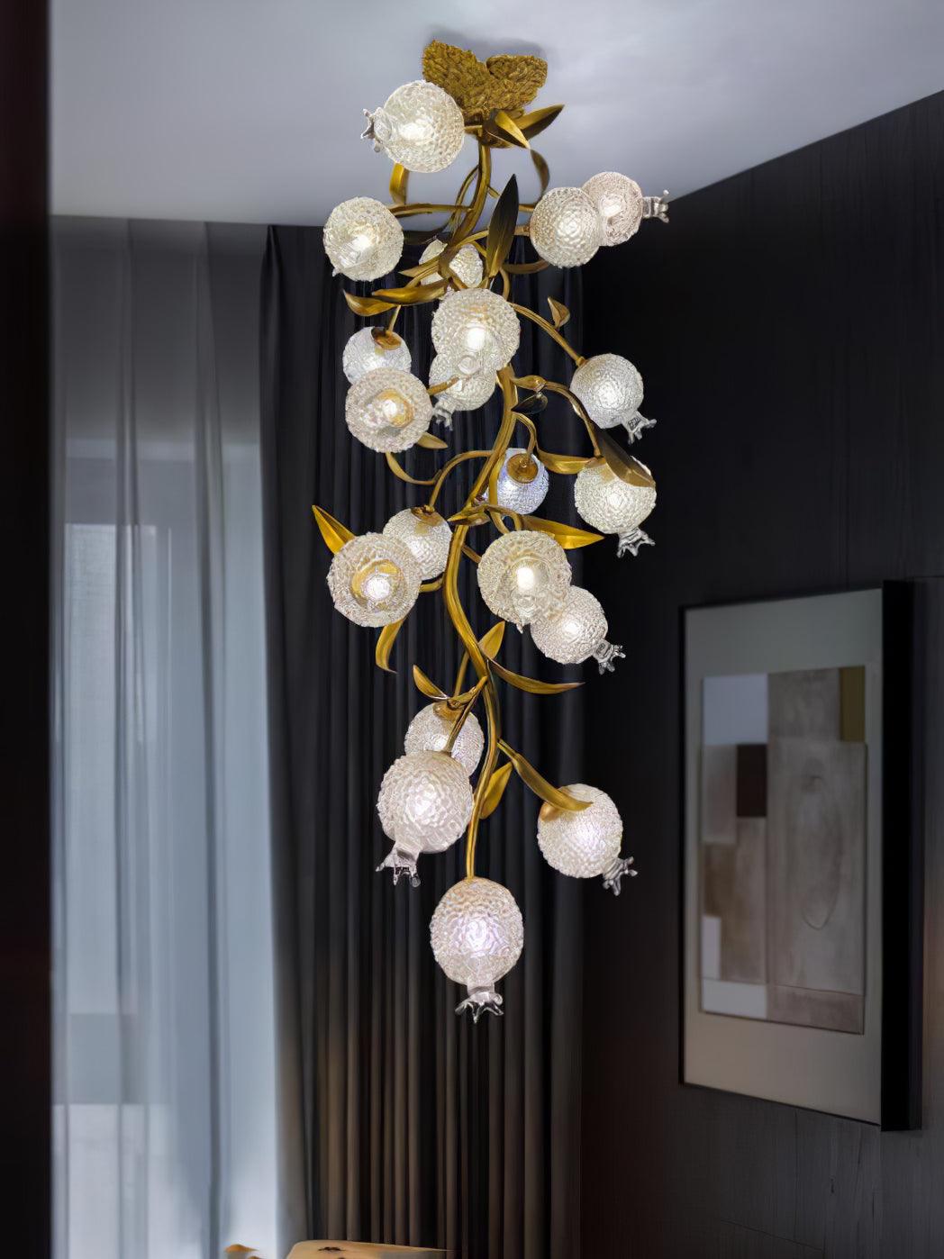 Pomegranate Brass Ceiling Lamp | Clear Glass Shade | 50cm Diameter
