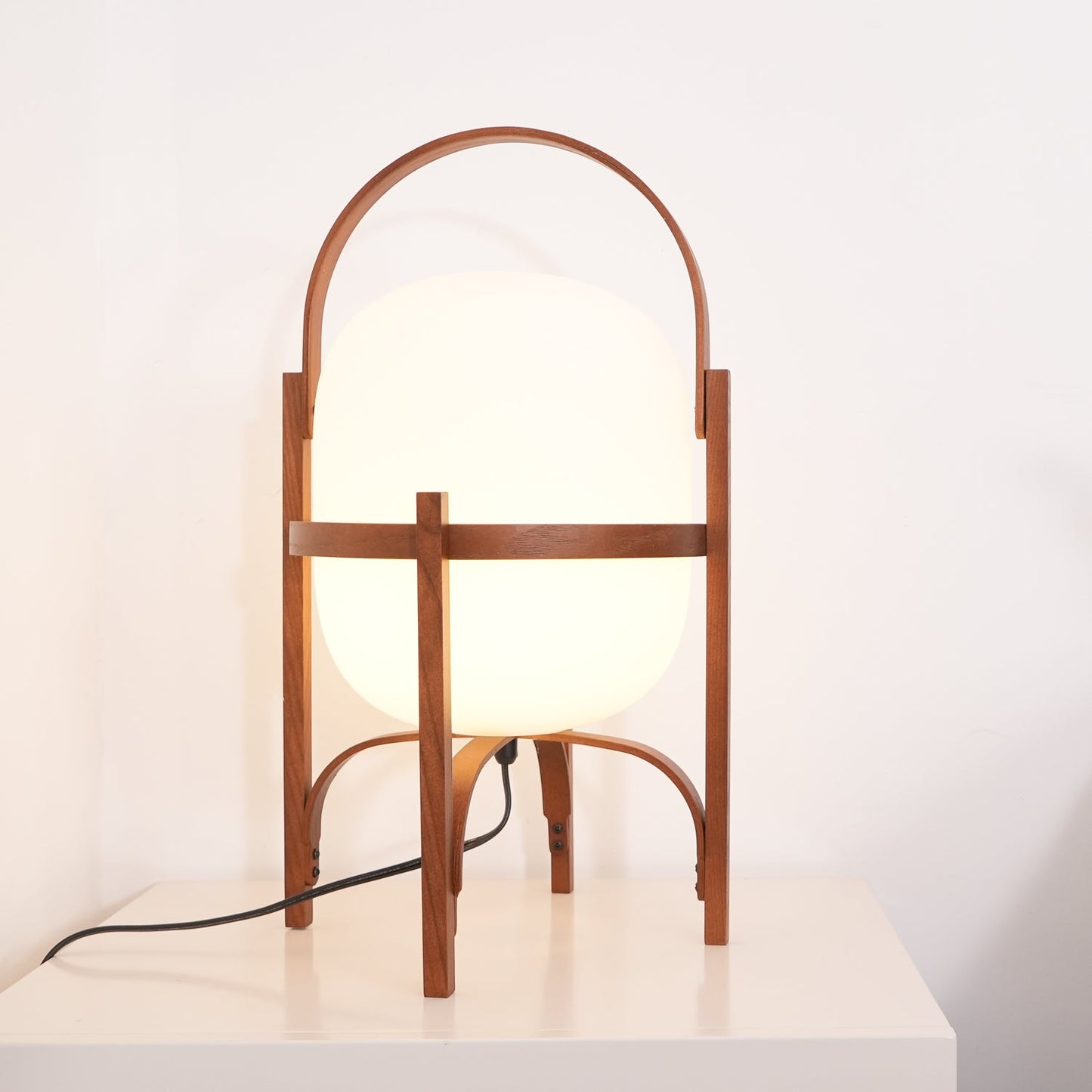 Portable Glass Table Lamp | Wood & Glass | Ash or Walnut Finish