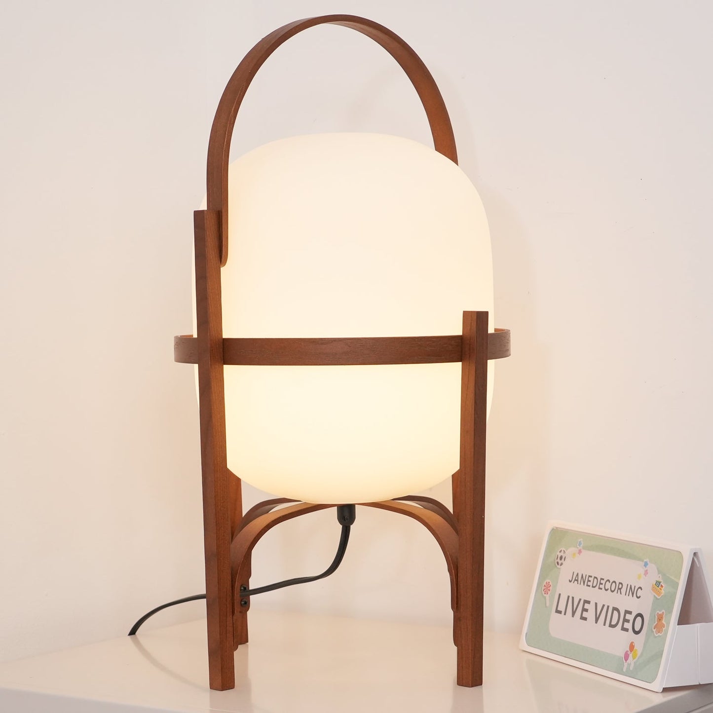 Portable Glass Table Lamp | Wood & Glass | Ash or Walnut Finish