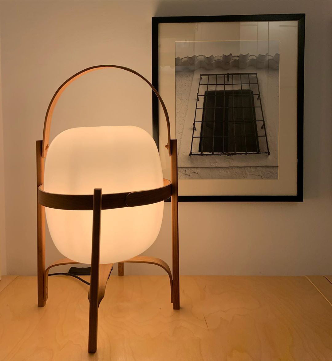 Portable Glass Table Lamp | Wood & Glass | Ash or Walnut Finish