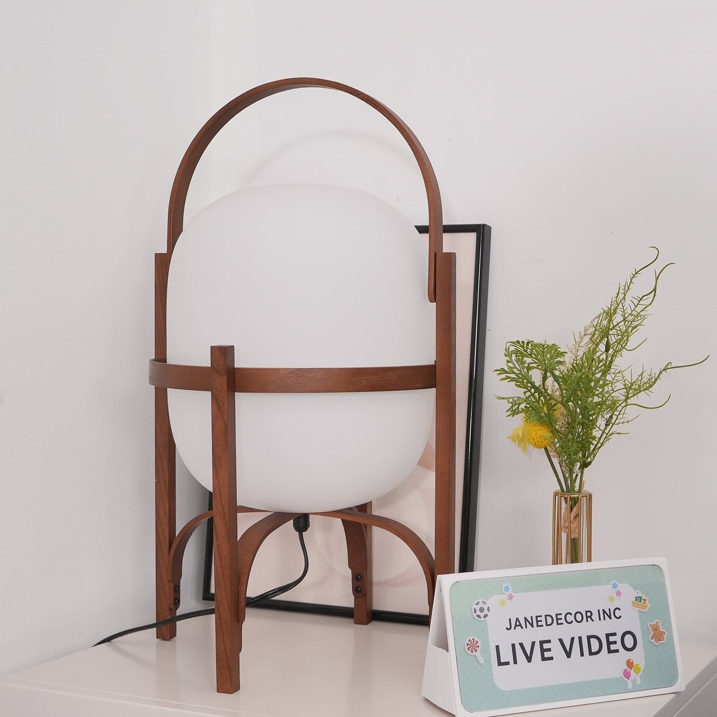 Portable Glass Table Lamp | Wood & Glass | Ash or Walnut Finish