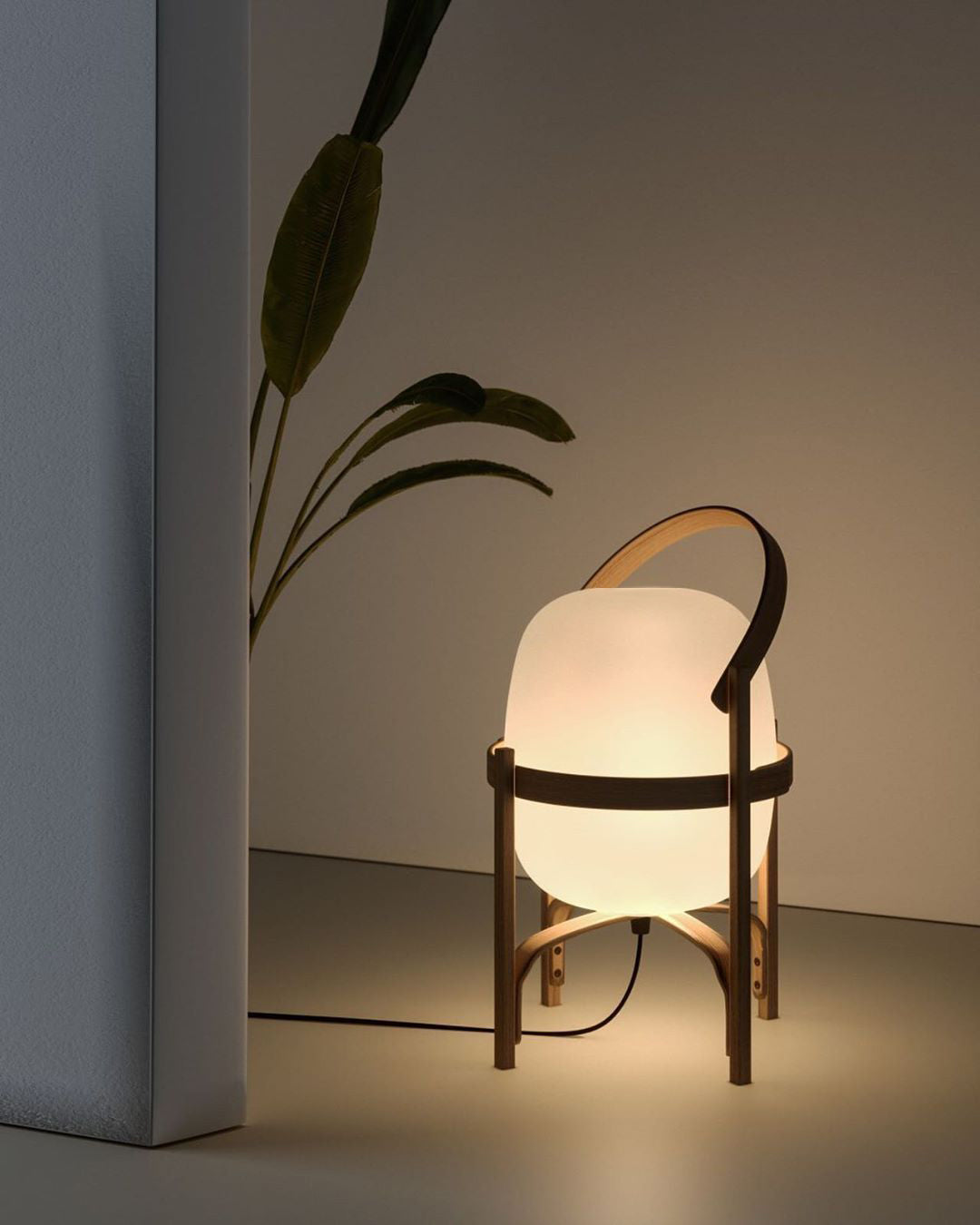 Portable Glass Table Lamp | Wood & Glass | Ash or Walnut Finish