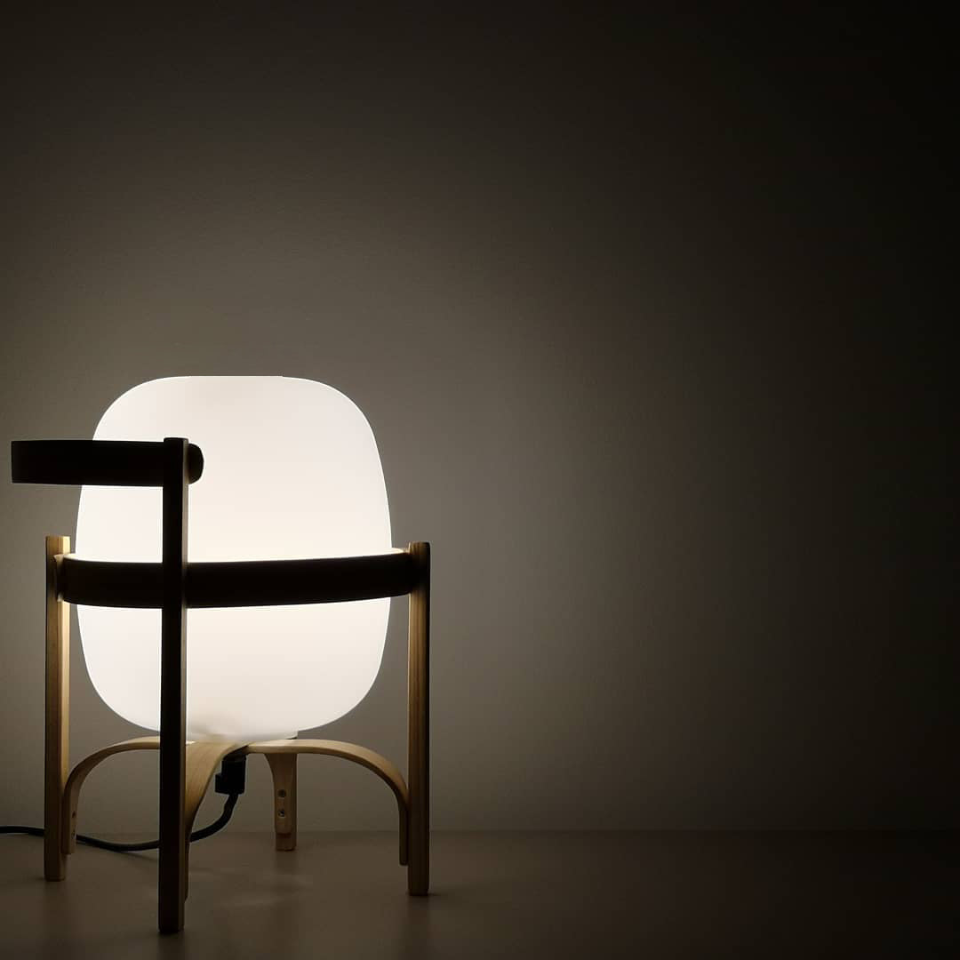 Portable Glass Table Lamp | Wood & Glass | Ash or Walnut Finish
