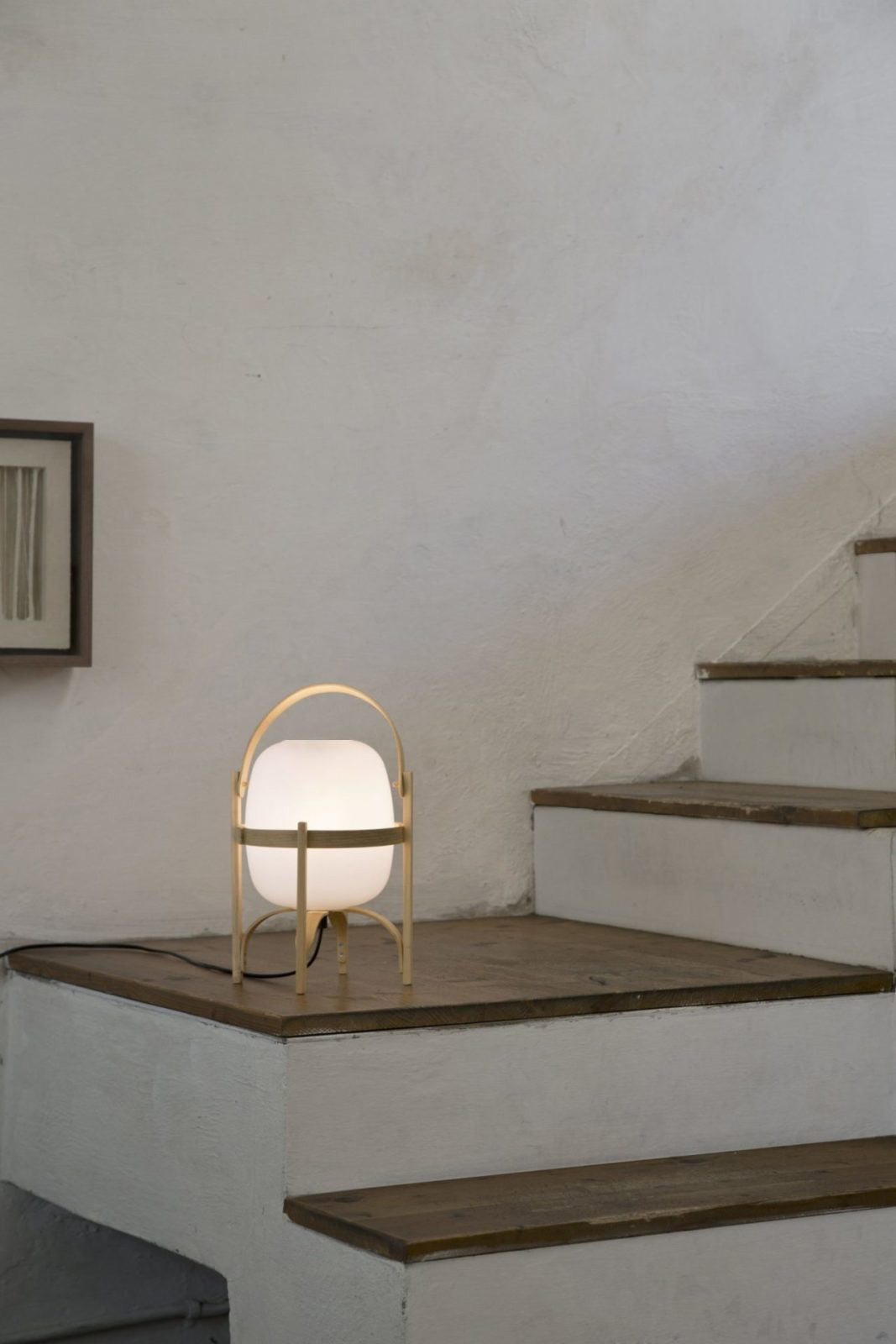 Portable Glass Table Lamp | Wood & Glass | Ash or Walnut Finish