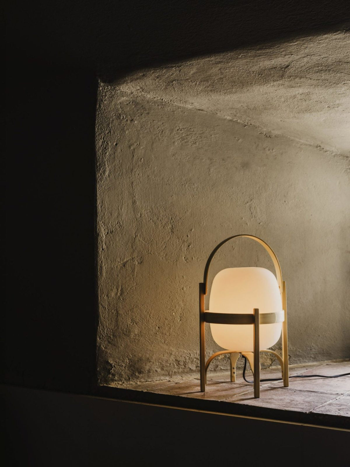 Portable Glass Table Lamp | Wood & Glass | Ash or Walnut Finish