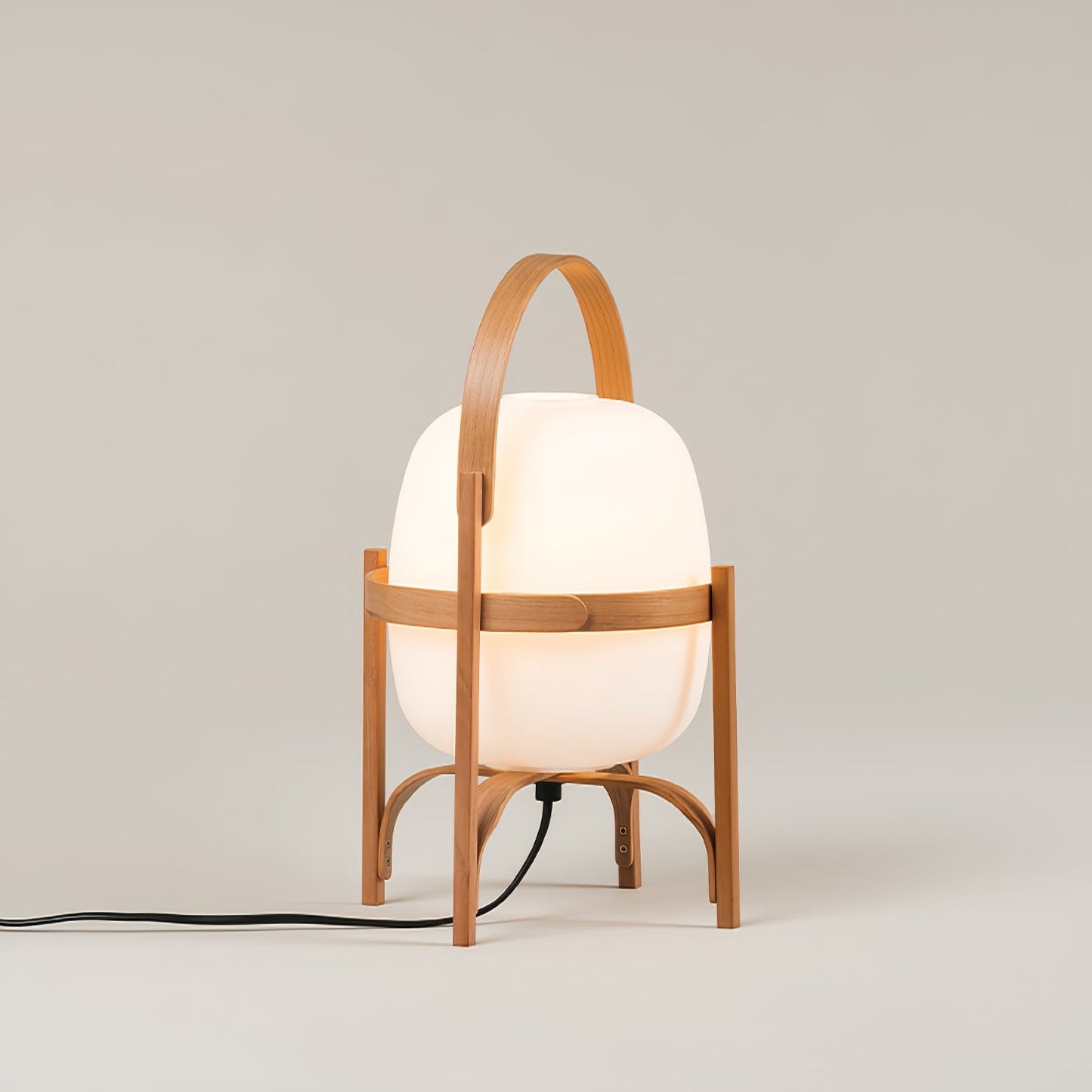 Portable Glass Table Lamp | Wood & Glass | Ash or Walnut Finish