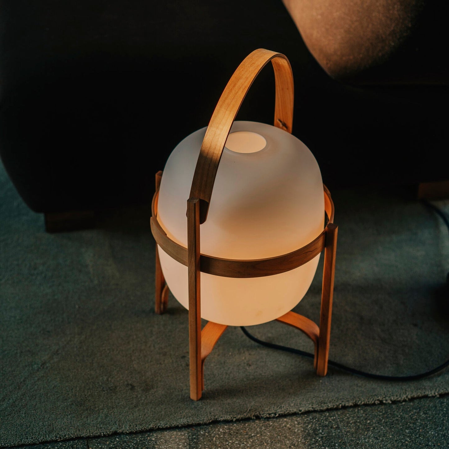 Portable Glass Table Lamp | Wood & Glass | Ash or Walnut Finish
