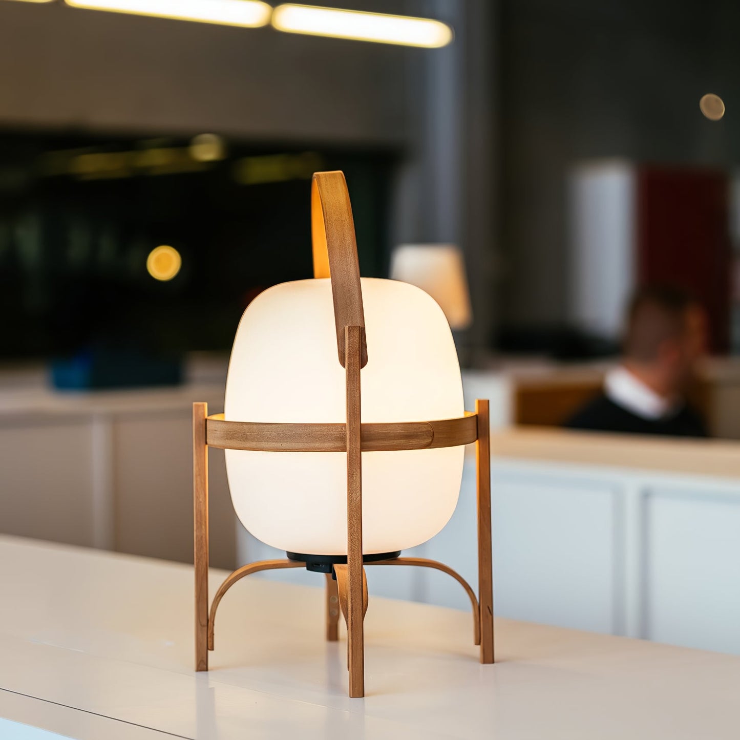 Portable Glass Table Lamp | Wood & Glass | Ash or Walnut Finish