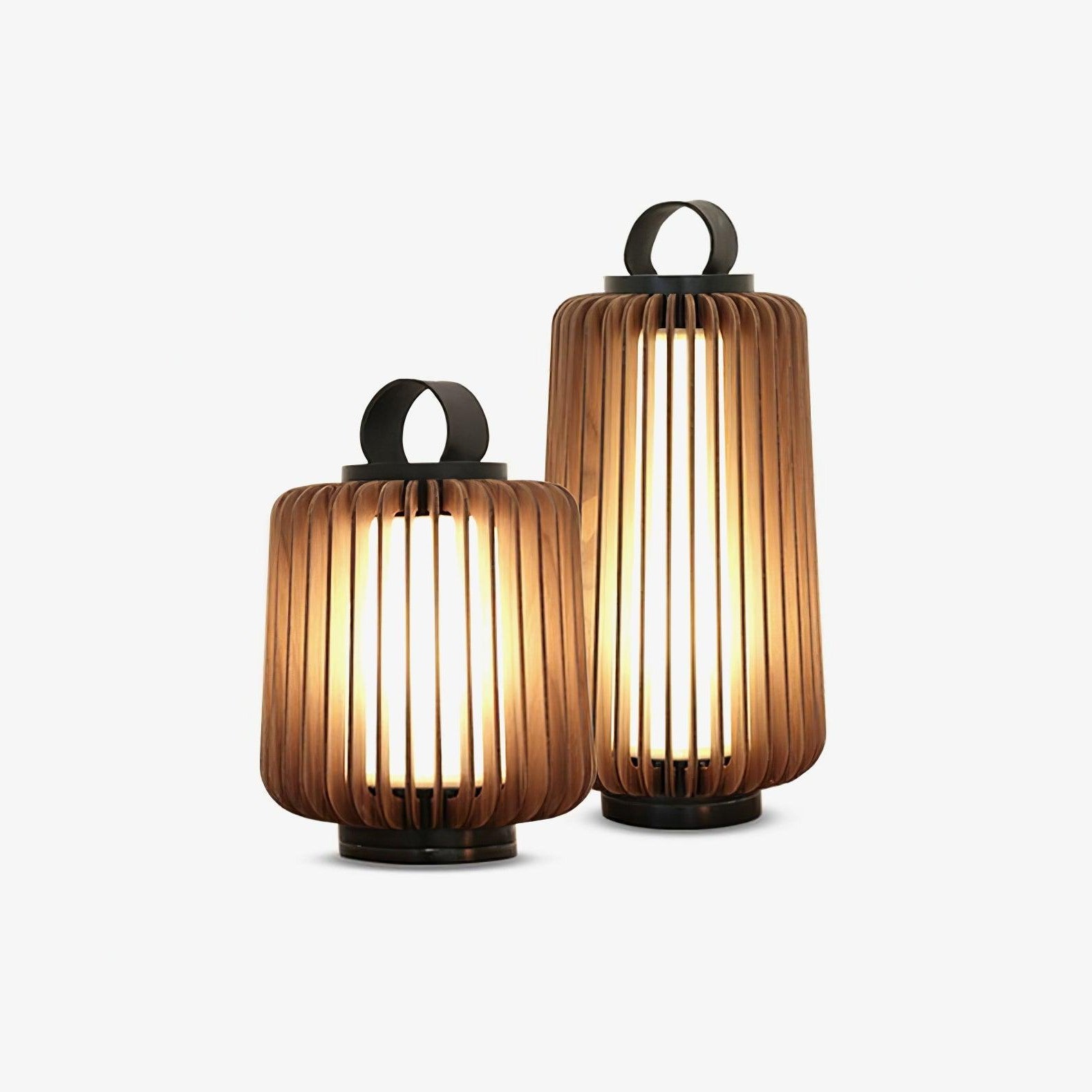 Portable Rechargeable Lantern | Waterproof Metal & Teak Wood | Black