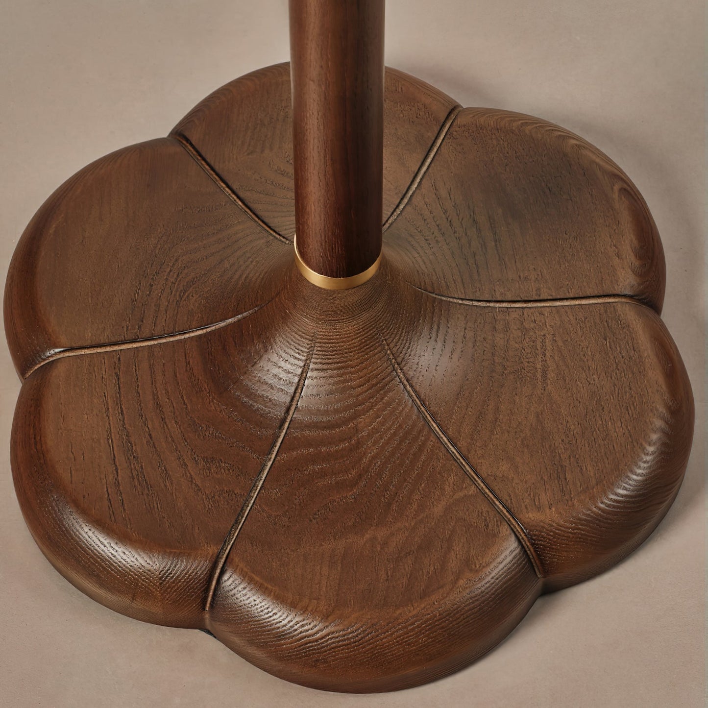 Prague Petals Floor Lamp | Wooden Base & Fabric Shade | Walnut & White