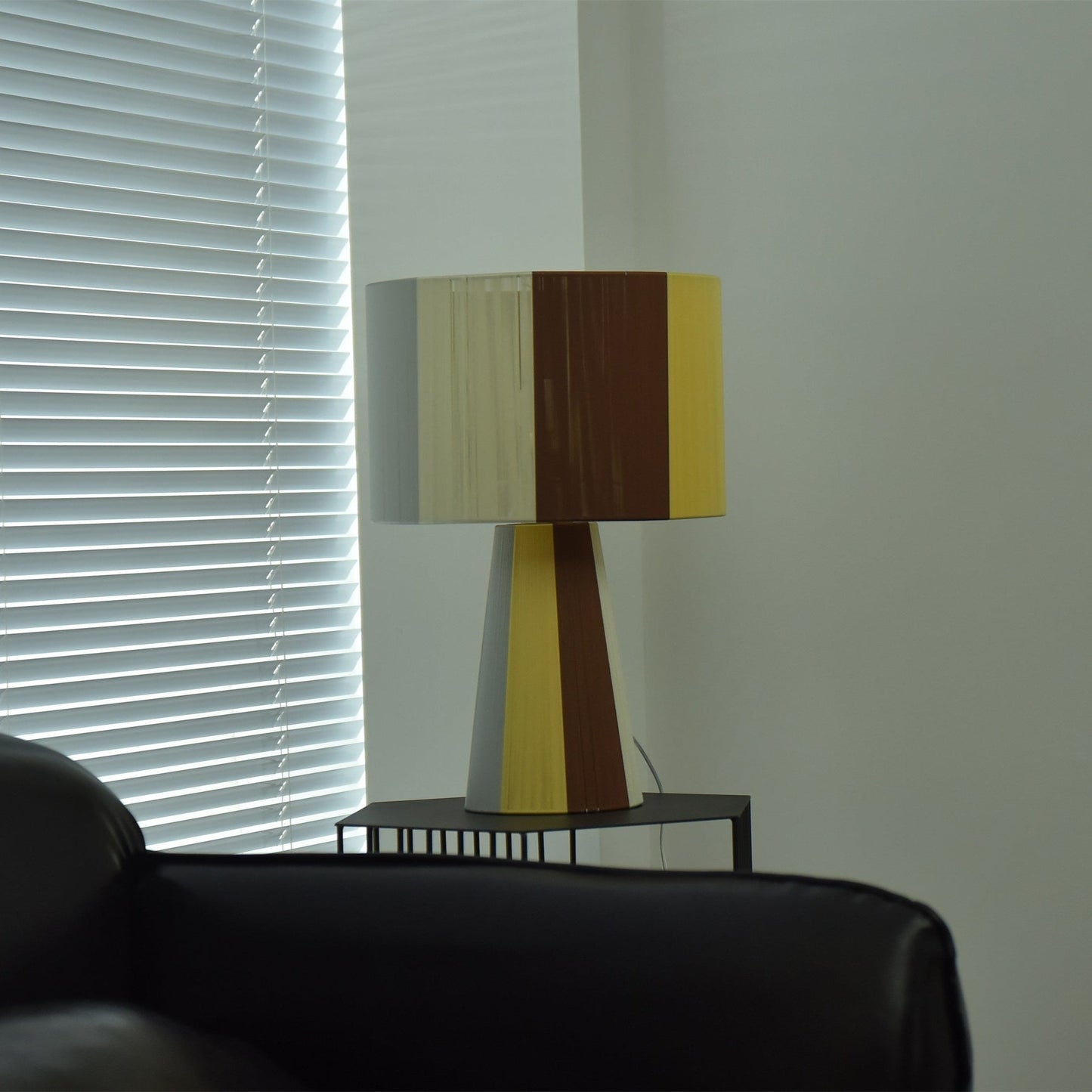 Fabric Table Lamp | Patchwork Design | Brown, Yellow, Gray